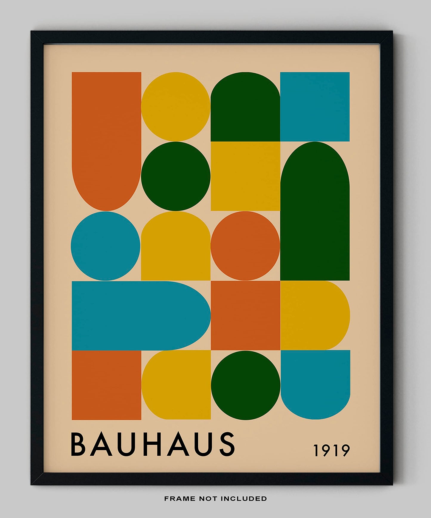 Geometric Wall Art - UNFRAMED Print - Bauhaus-Style Mid Century Modern Wall Decor - Exhibition Poster Replication (11x14", Primary Colors)