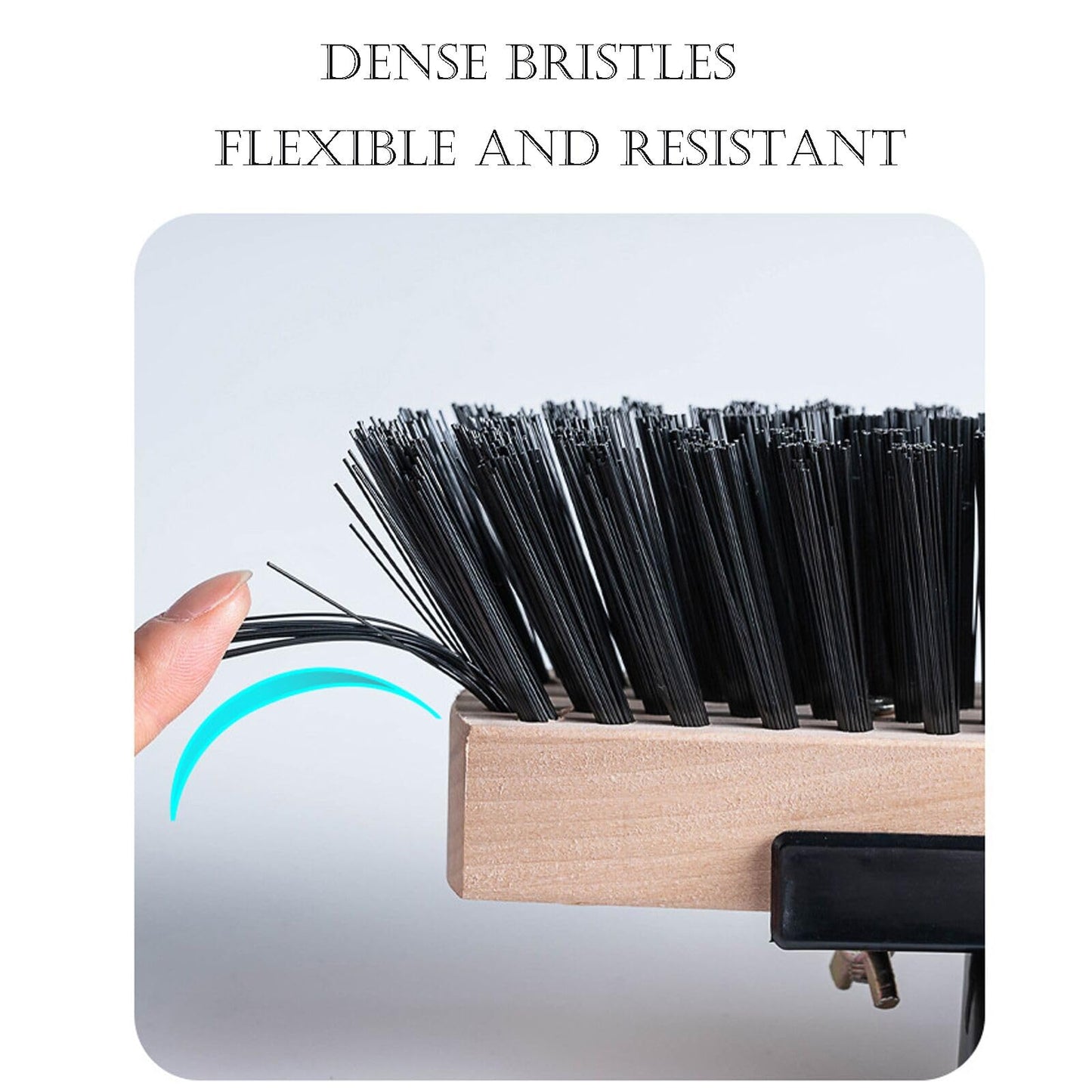 Heavy Duty Push Broom Stiff Bristle Broom Brush with Solid Wood Broom Head Indoor Outdoor Floor Scrubber Brushes for Bathroom Bathtub Tile Floor Patio Swimming Pool