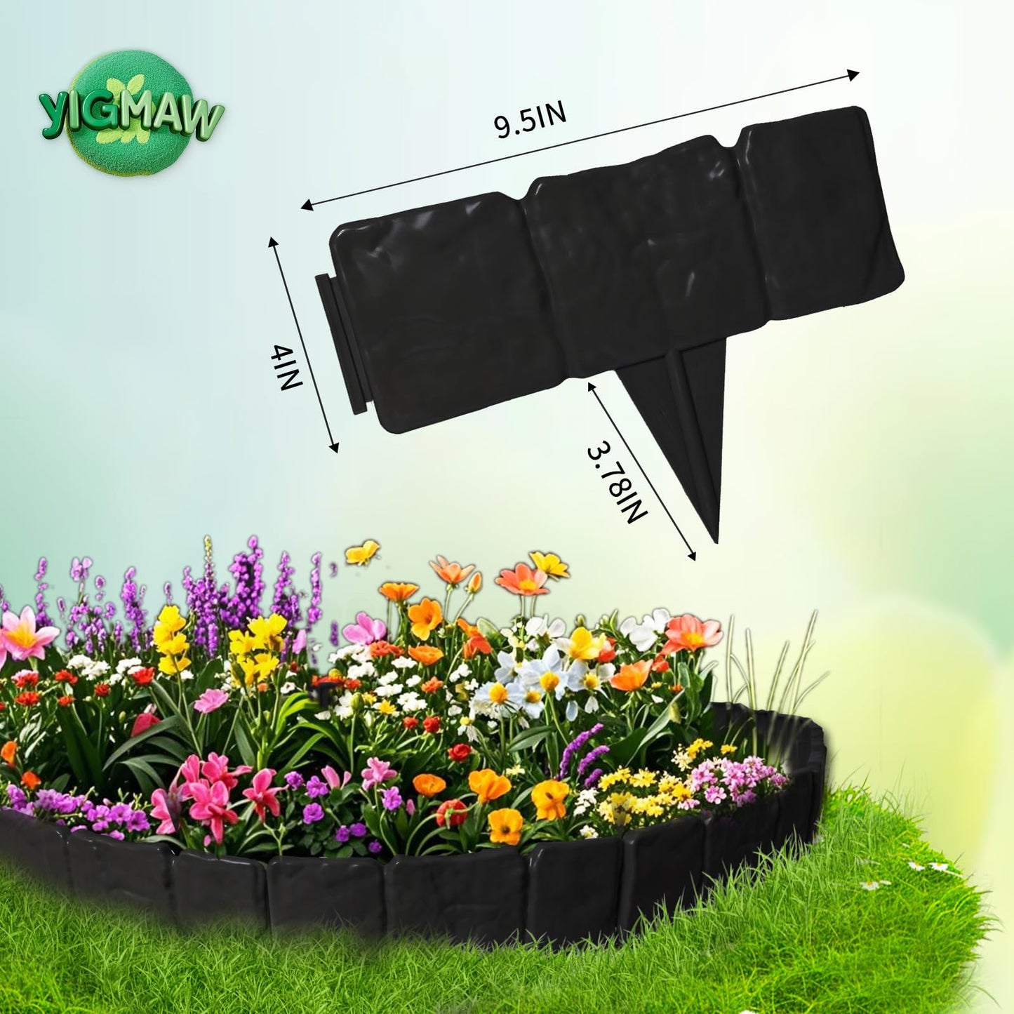 YIGMAW 2026 New Edging for Landscaping - Garden Edging Border-4 in Tall-Plastic Stone Effect for DIY Landscape,Lawn&Flower Bed (Black, 30 Pcs)