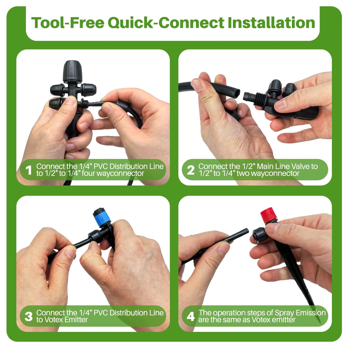 Drip Irrigation System, Automatic Garden Watering Kit, Quick-Connect Watering Misting Drip Irrigation System for Greenhouses,Yards,Lawns,Raised Beds,with 98ft 1/4''& 49ft 1/2" Tubing and Accessories