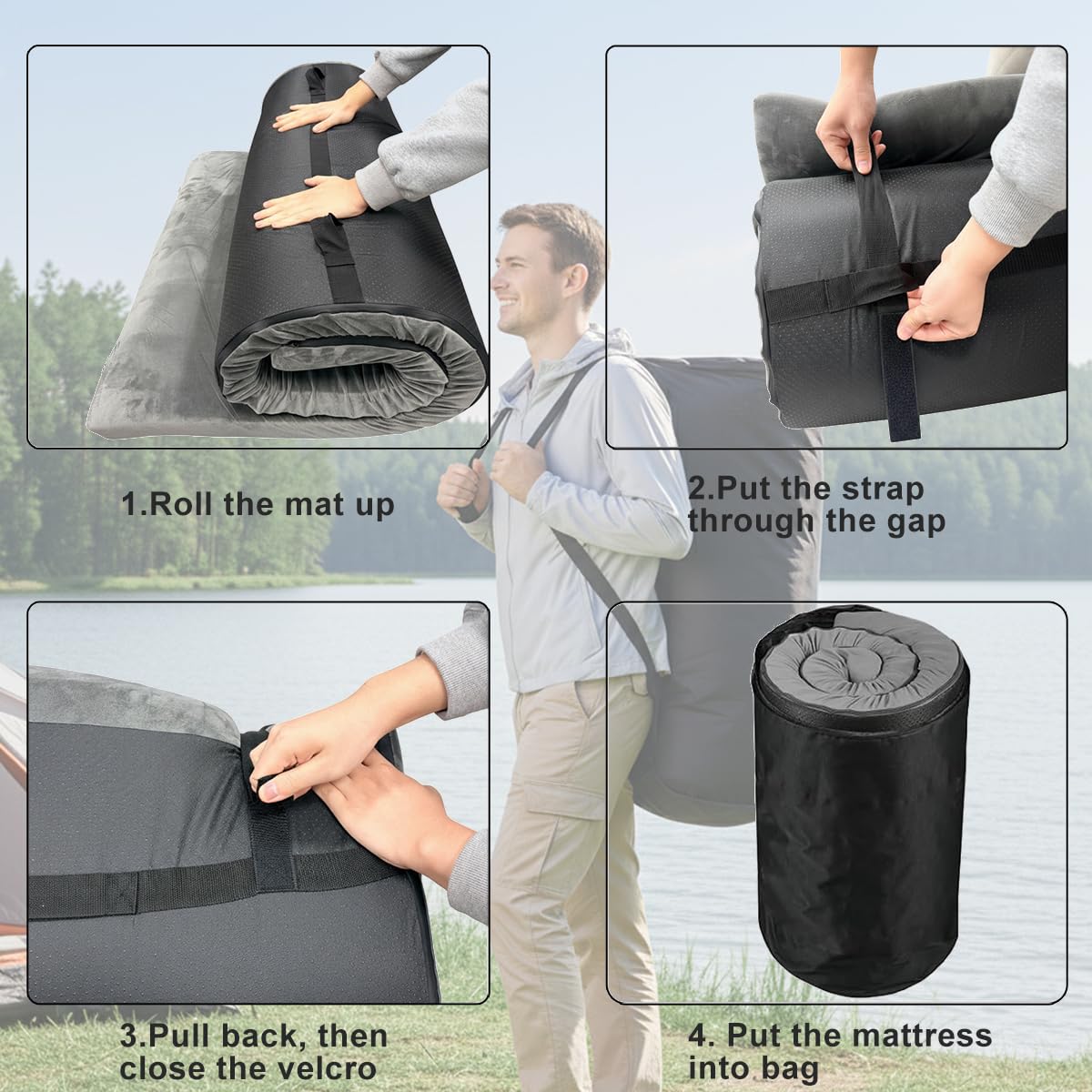 YJPCKH Roll Up Foam Camping Mattress - 30D High-Density Foam Sleeping Pad with Travel Bag - Portable Floor Mat for Tent, Car Camping & Guest Bed (Cot(72X24))