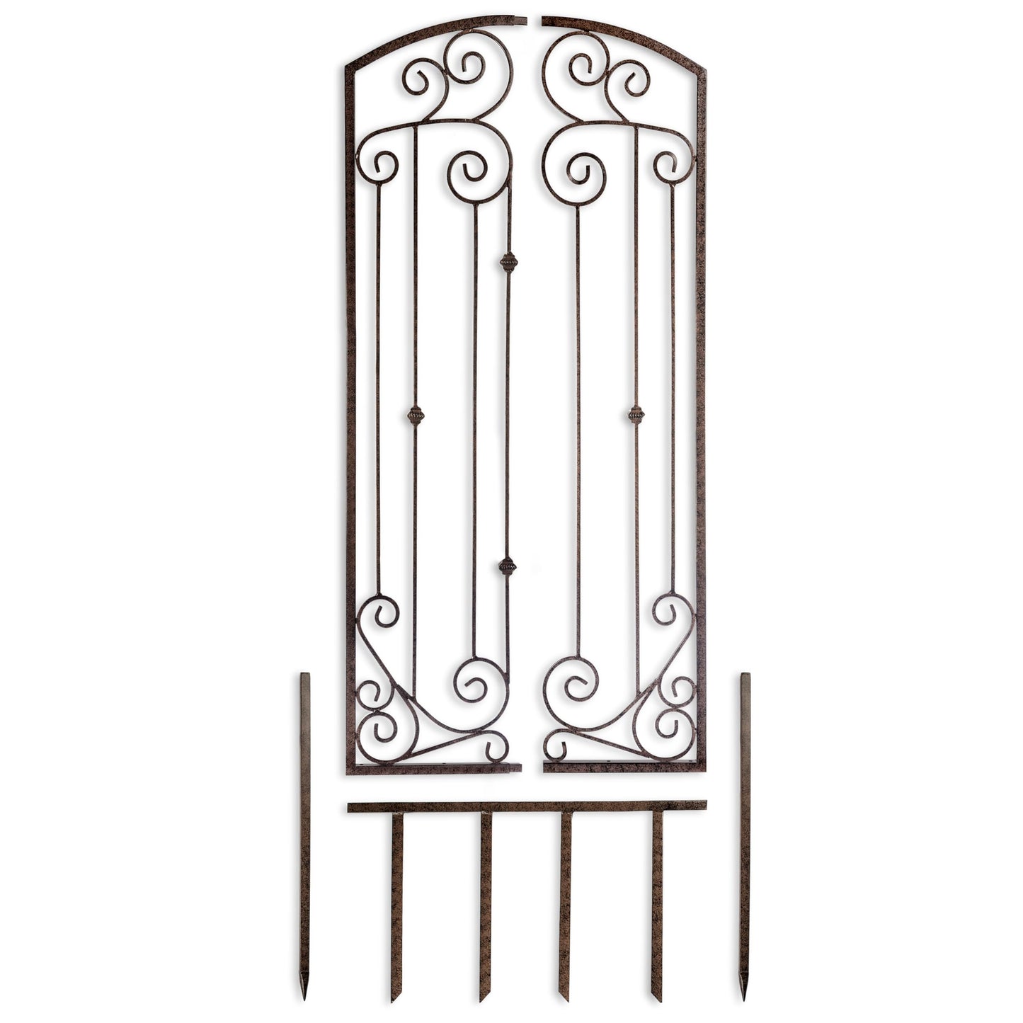 H Potter Large Metal Garden Trellis 32" W x 6 feet Tall — Heavy Duty Iron for Climbing Roses, Clematis, Ivy — Freestanding, Weather Resistant, Ground Spikes Included