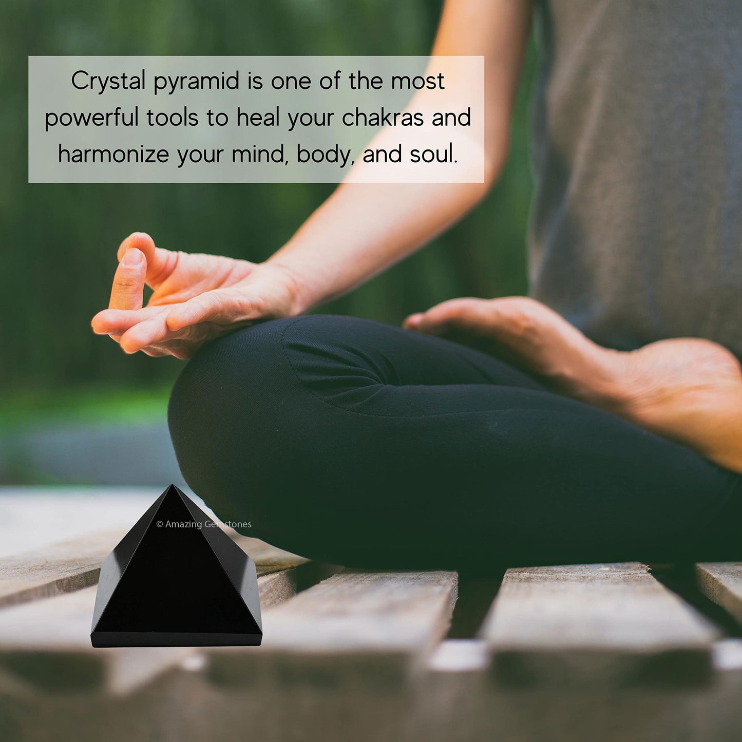 Amazing Gemstone Black Agate Pyramid Crystal Healing Stones - 2" Great Pyramid Figurine of Natural Stone Pyramid for Meditation, Reiki, Chakra Balancing and Crystal Pyramids Grid