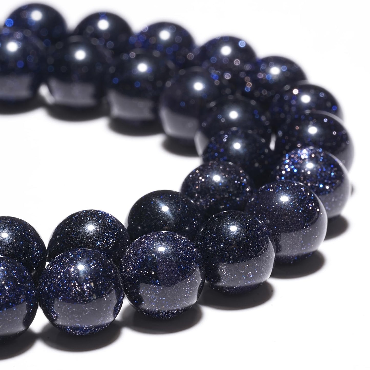 10mm Natural Blue Sandstone Gemstone Beads Polished Round Smooth Stone Beads for Bracelets Jewelry Making 15inch Loose Beads