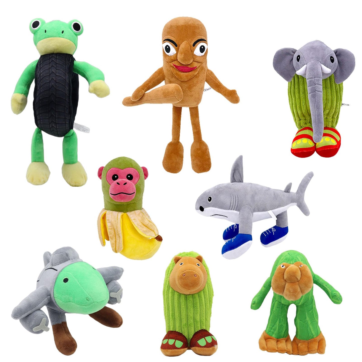 Bonifunt Italian Brainrot Plush Decor, 8 Pack Steal a Brainrot Plushies Includes Sherk Banana Monkey, 8" Brainrot Plush, Collectible Stuffed Animals Decor, Anime Stuff Decoration for Desk Window Sofa