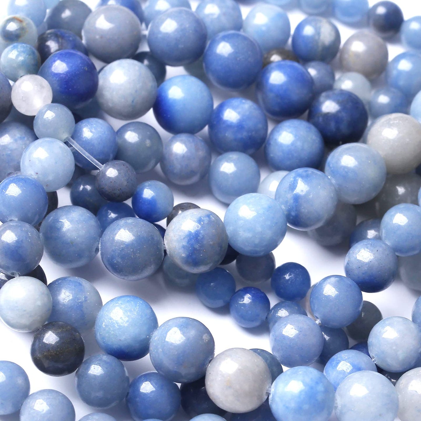 60PCS 6MM Natural Blue Aventurine Beads Round Loose Stone Beads for Jewelry Making DIY Energy Stone Healing Power Bracelet 15"