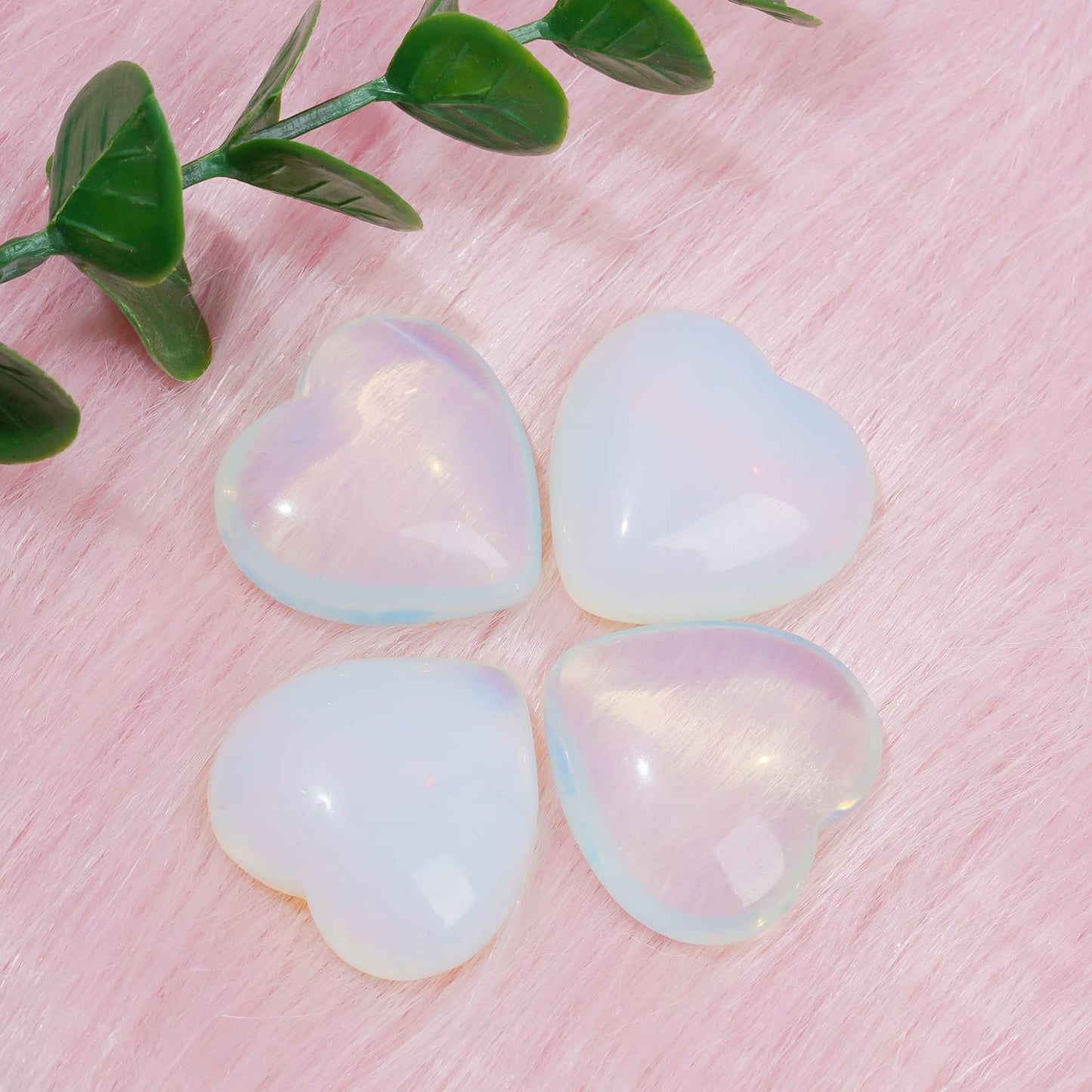 Marrywindix 10 Packs 1 Inch Healing Crystal Natural Opalite Heart Love Carved Palm Worry Stone Chakra Reiki Balancing