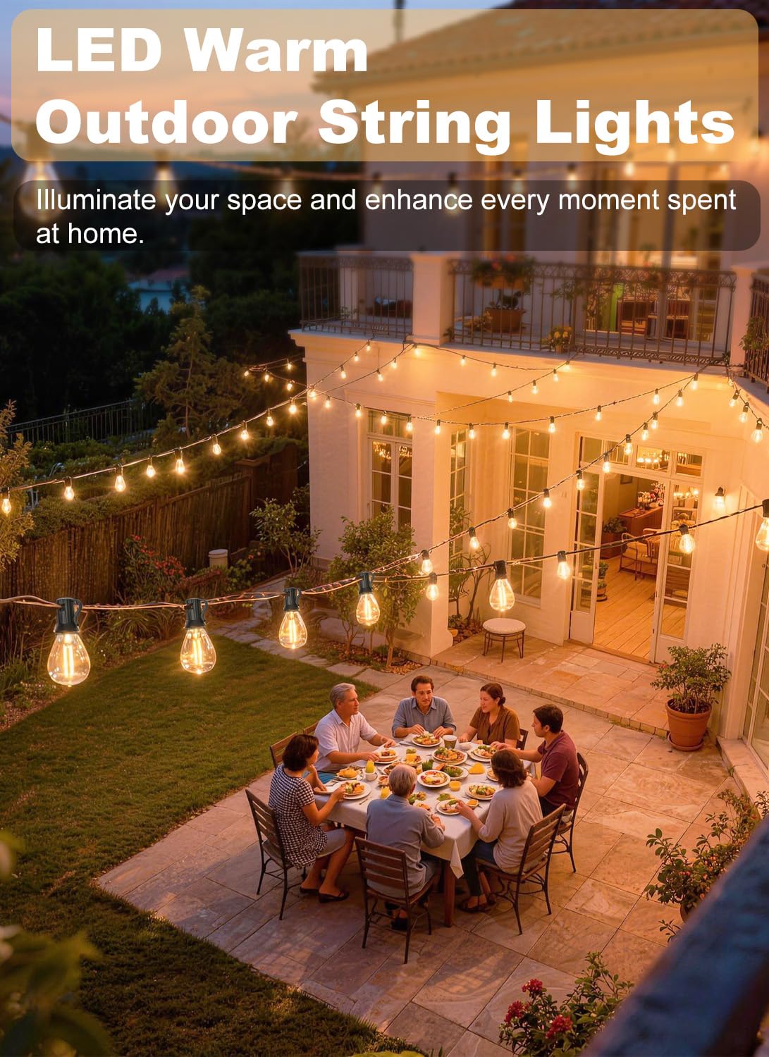 Gyecahz 200FT Outdoor String Lights Waterproof, 76+2 Shatterproof S11 LED Bulbs, Extra Long Patio Lights for Outside, Bistro Cafe Decor, Backyard Garden Hanging Lights, Outside Fence Light String