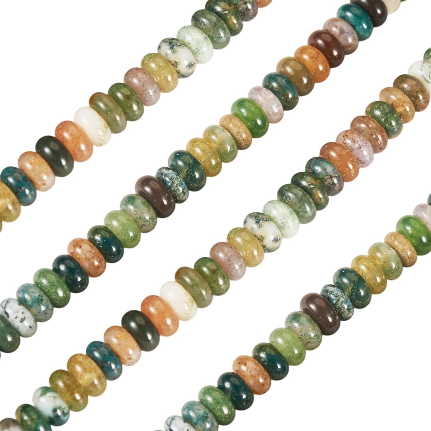 Beadthoven 1 Strand/158pcs Natural Indian Agate Gemstone Rondelle Beads 4x2mm Flat Round Disc Energy Healing Crystal Chakra Stone Beads Spacers for Jewelry Making Bracelets Necklaces DIY Crafts