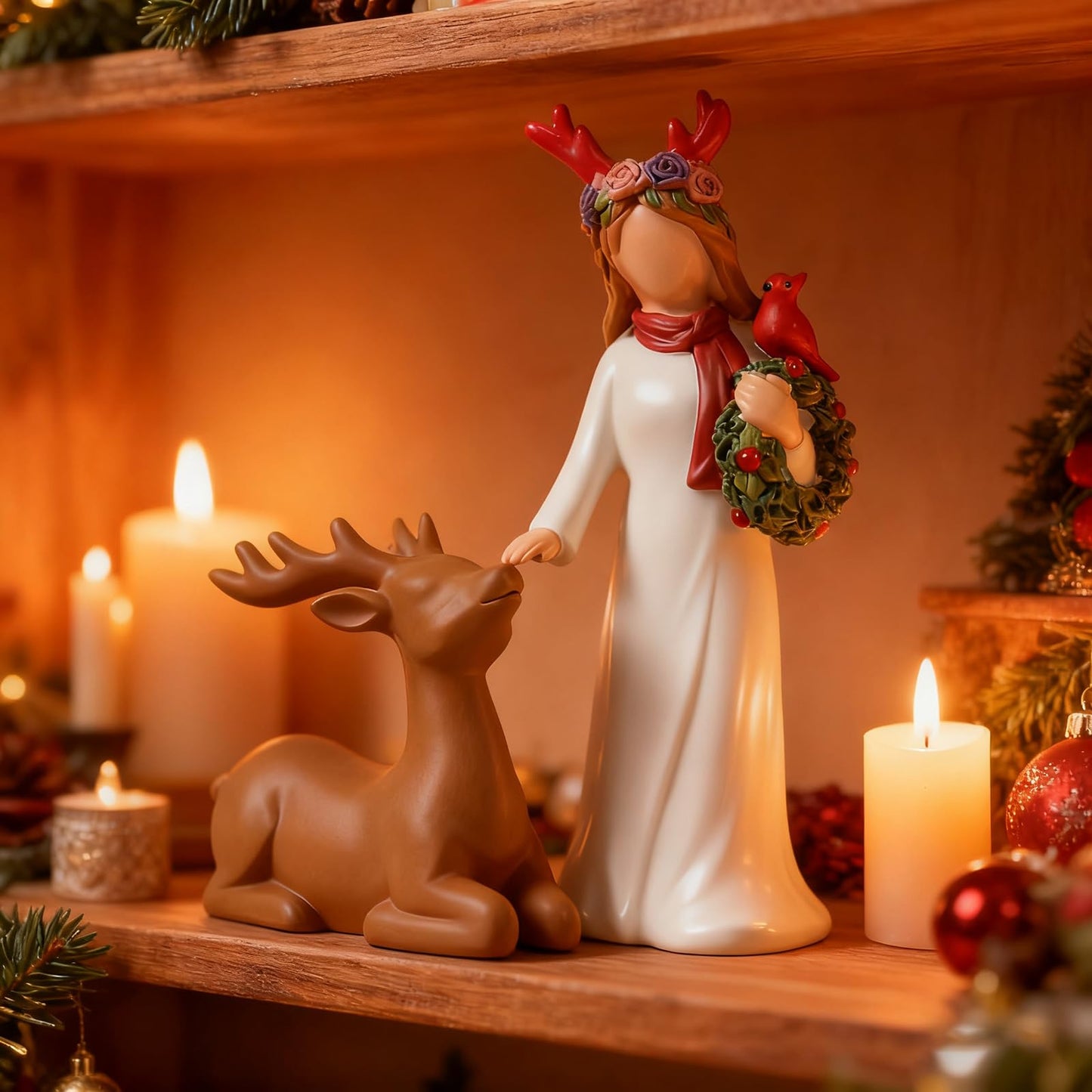 LRNIOT Reindeer Christmas Decor Indoor Deer Christmas Decor Reindeer Figurines Decoration
