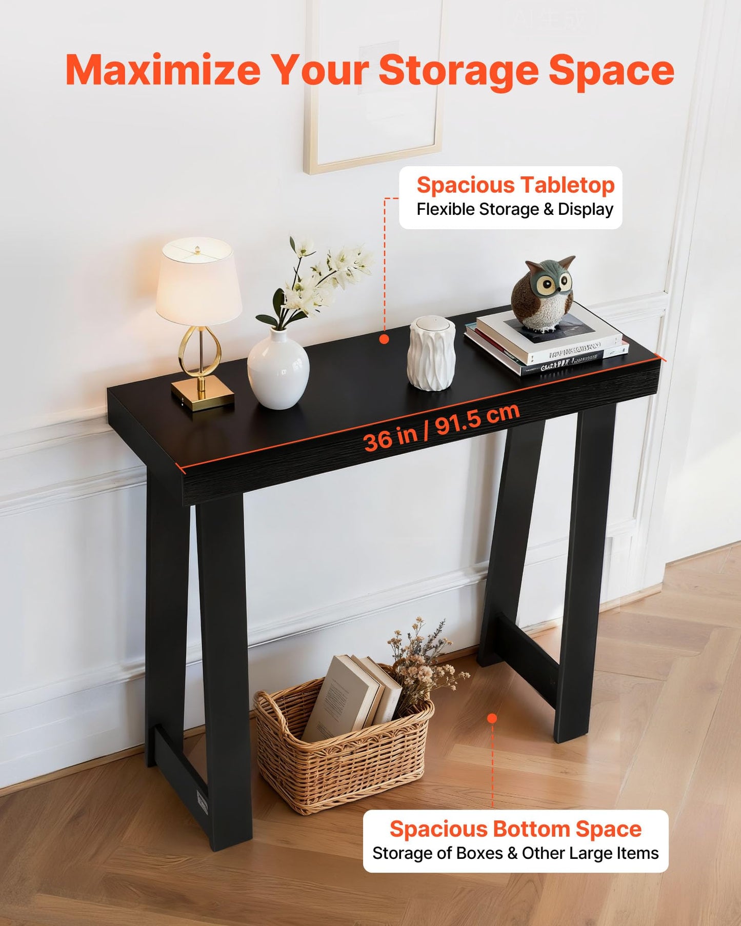 VEVOR Console Table, 36 Inch Entryway Table, Wooden Rectangle Hallway Table, Narrow Sofa Table Behind The Couch, Console Tables for Entryway, Hallway, Living Room & Bedroom