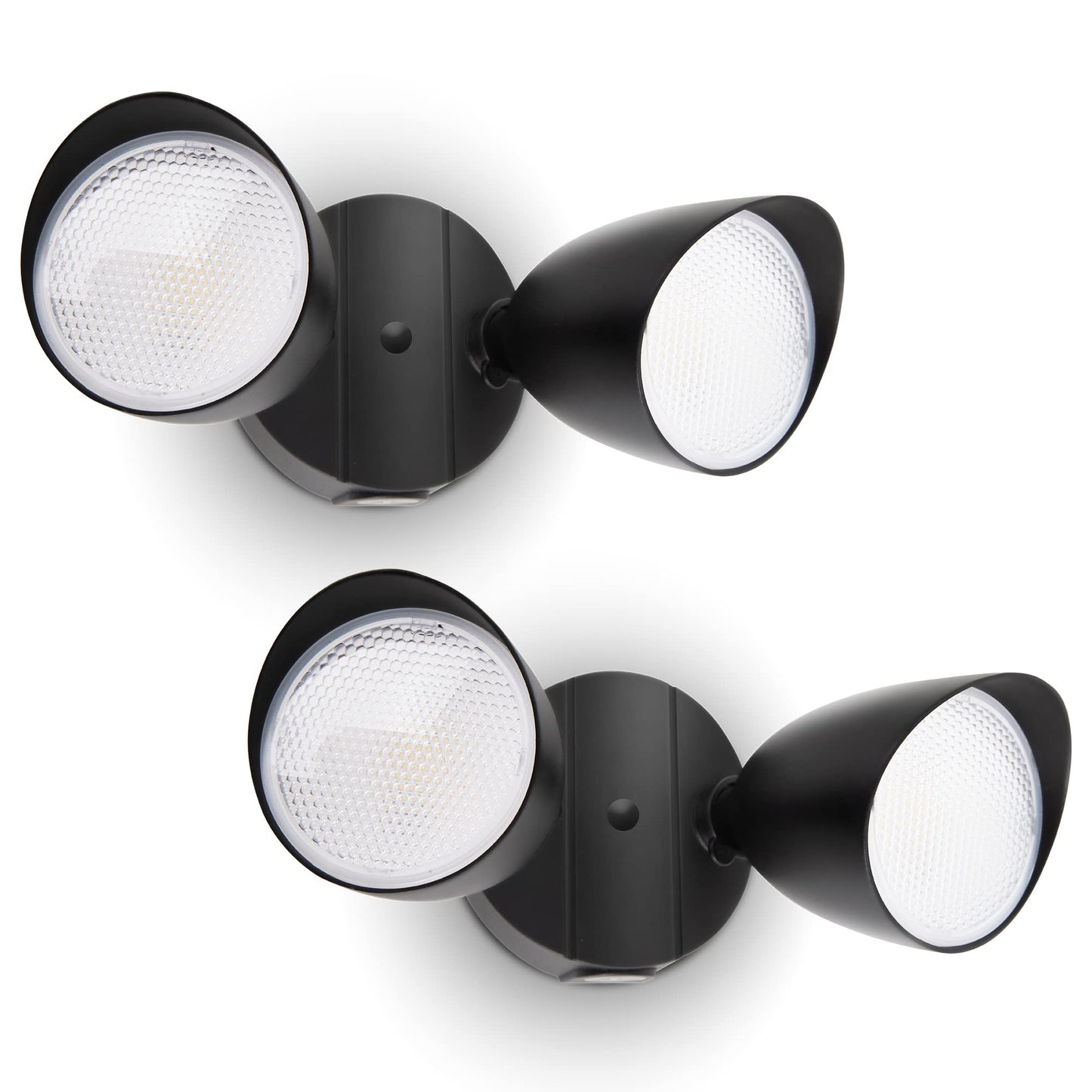 UME 2-Packs 2500 Lumen 32 Watt 28 LED Dual-Head Floodlight Outdoor, Full Metal Design, Waterproof Exterior Security Wall Light 5000K for Patio, Garden, Yard-Black