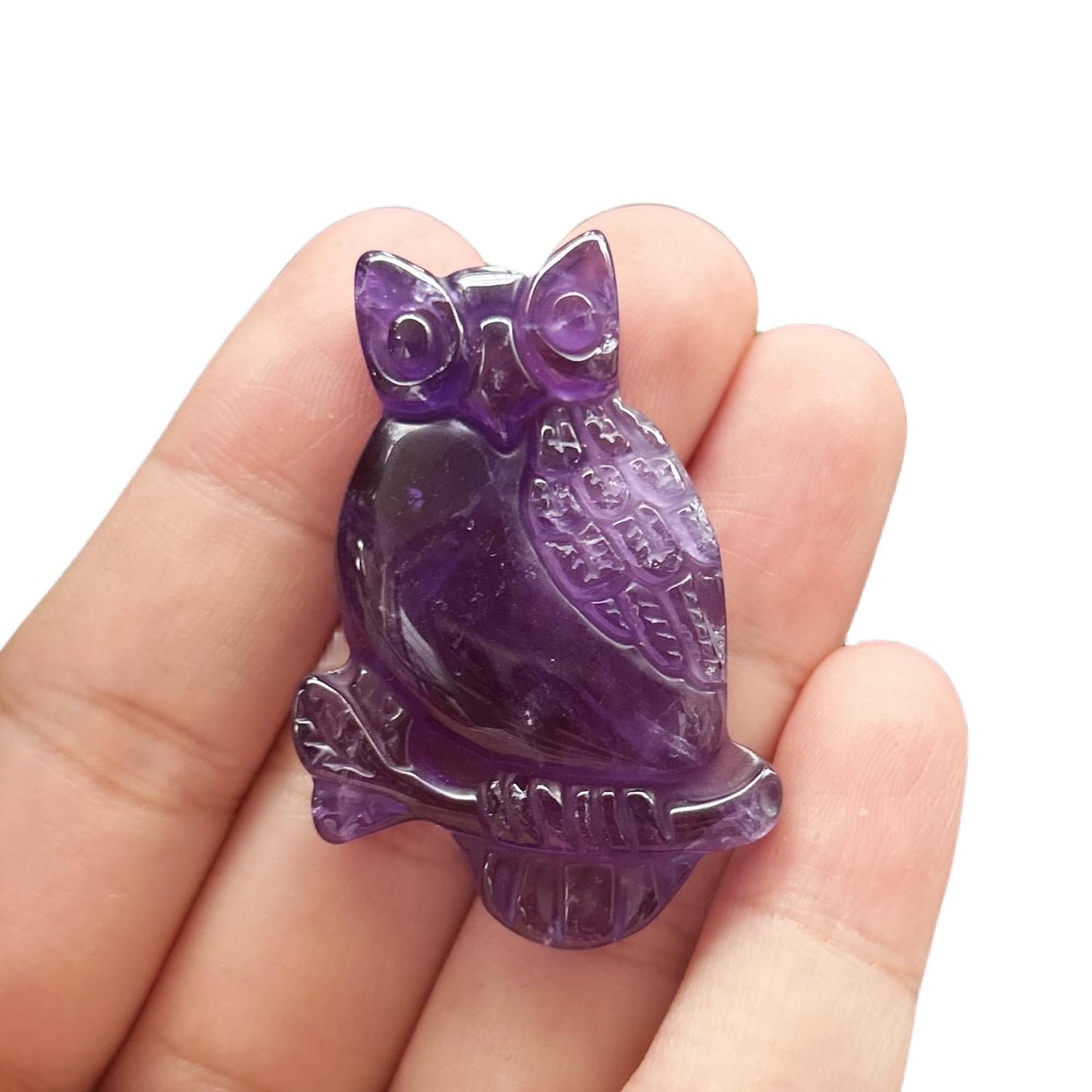 Bacatgem Natural Amethyst Owl Figurines Crystals and Healing Stones,Haped DIY Pendant
