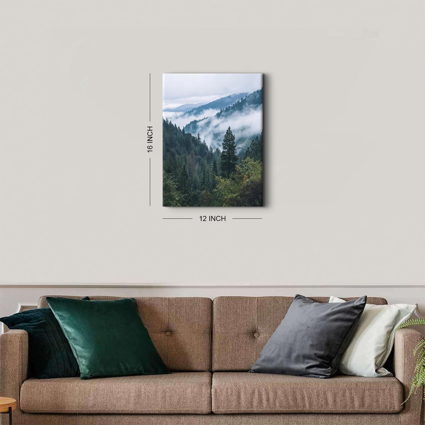 Great Smoky Mountain Wall Art Foggy Forest Landscape Picture Canvas Prints for Living Room Bathroom Misty Pine Tree Wall Decor Nature Green Tropical Poster Painting Artwork Home Decorations 12x16”