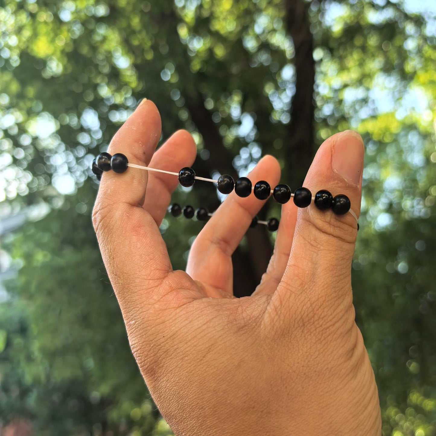 Crgwxzl Natural Stone Triple Protection Beaded Bracelet for Men Women Adjustable Black Tourmaline, Black Onyx and Hematite Handmade Lucky Bracelet Feng Shui Jewelry Gift