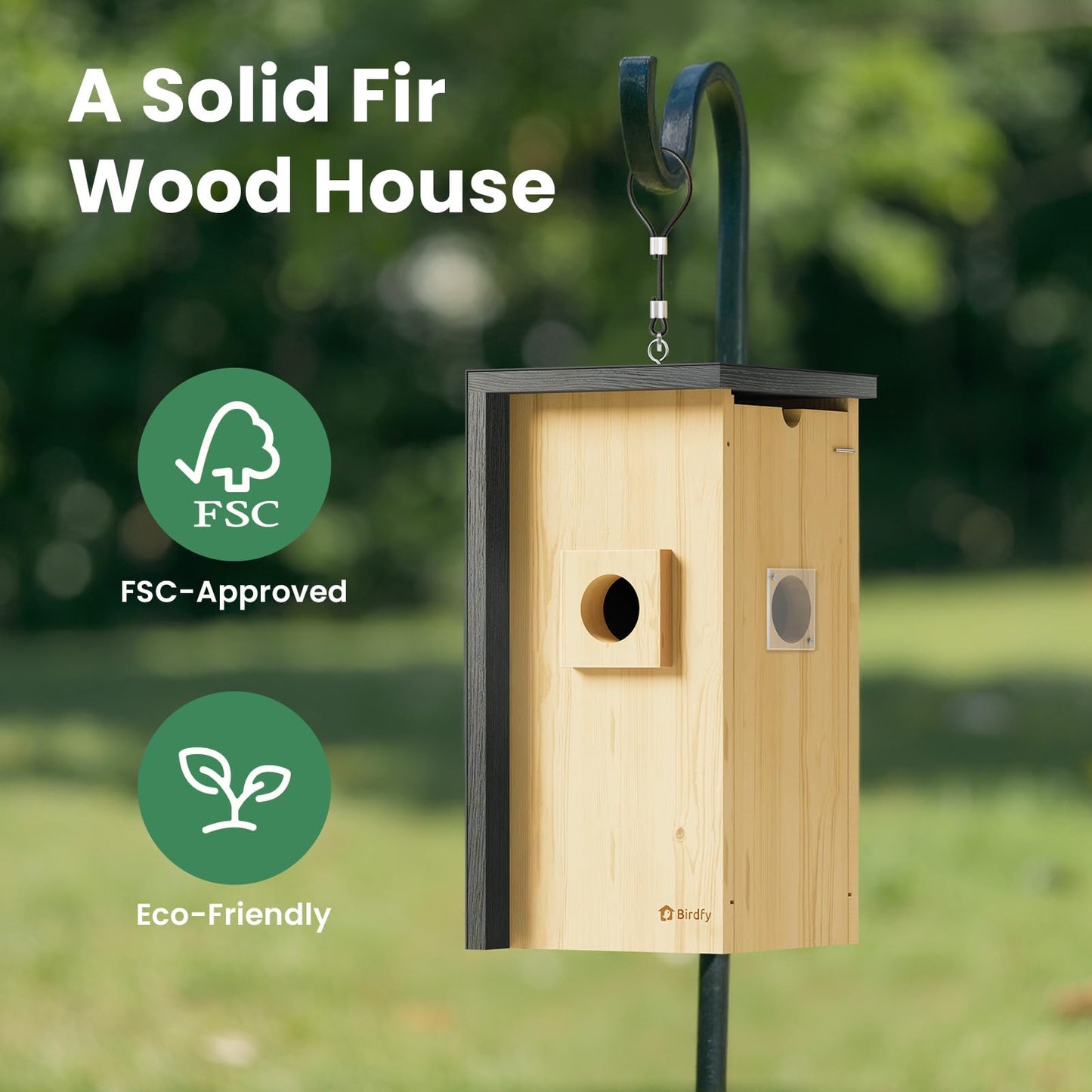 Birdfy Bird House with Camera Solar Powered with Iron Guard for Outside, AI Identify, 1080P HD & Night Vision for Bluebird Finch Swallow Wren Chickadee Nesting Watching, Auto Detect & Notify