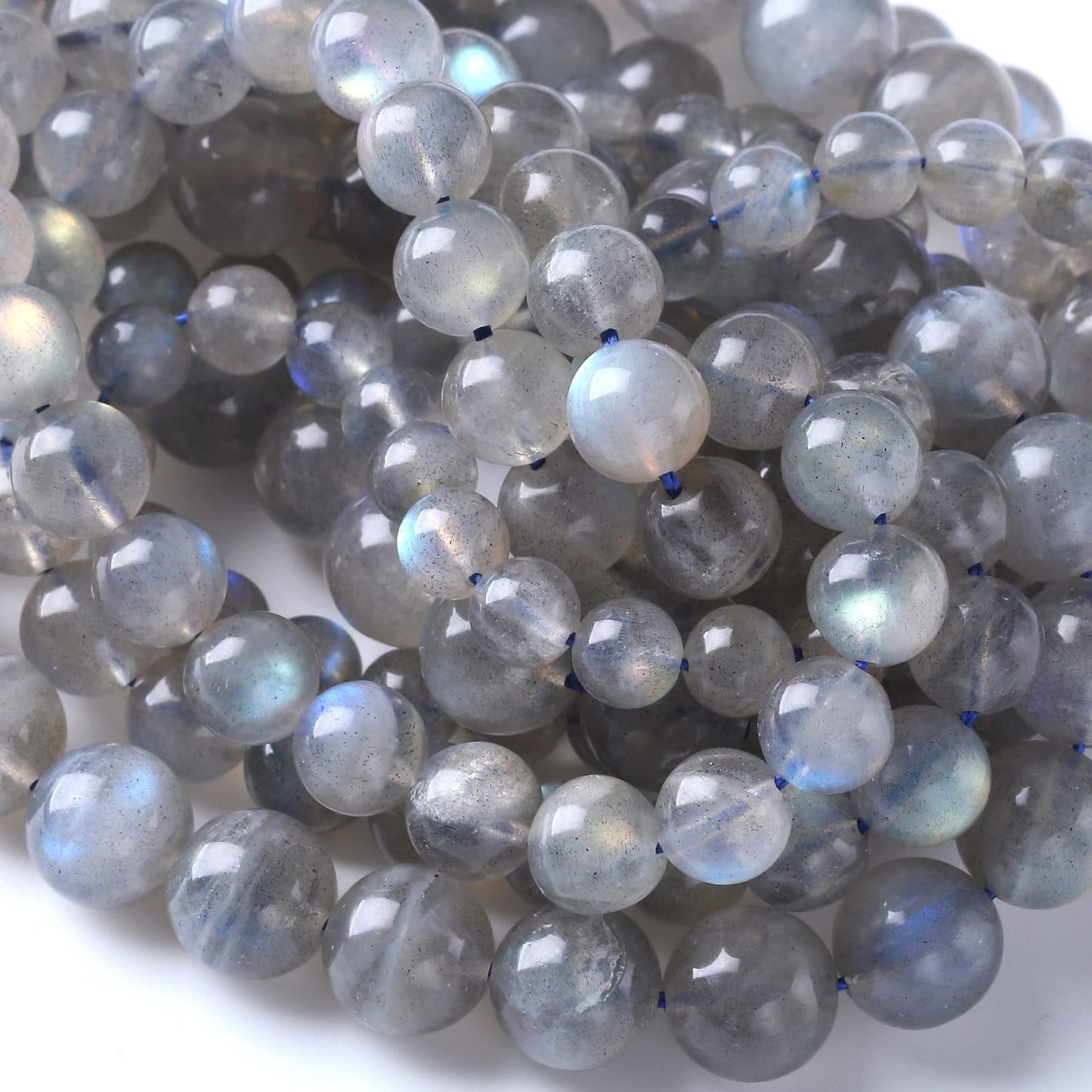 10mm 36pcs 7A Natural Gray Labradorite Gemstone Beads for Jewelry Making DIY Bracelet Necklace Accessories 15" Energy Healing Power Stone Beads (Gray Labradorite, 10mm)