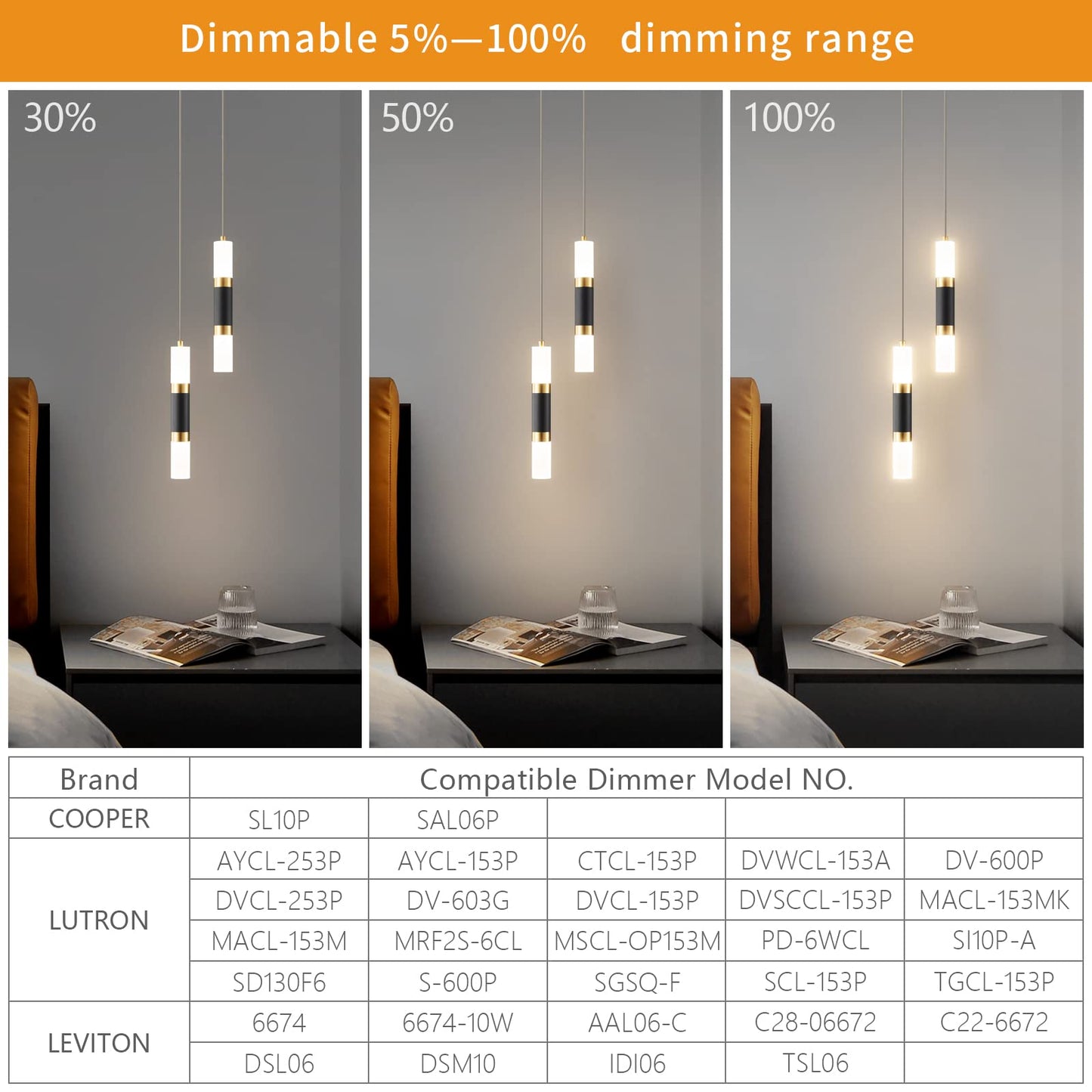 LIANGMH 2-Light Pendant Lights Kitchen Island Dimmable LED Modern Mini Pendant Light, Bedroom Small Pendant Light Fixtures (Black Gold)