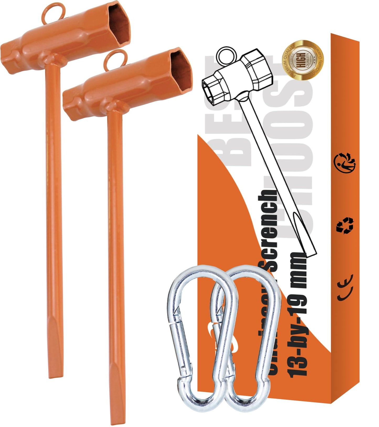 OSROENE Chainsaw Wrench, 2 Pack Chainsaw Tool Chain Saw Scrench with Hook, 13 by 19mm 1/2x3/4 T Wrench Spanner Tool
