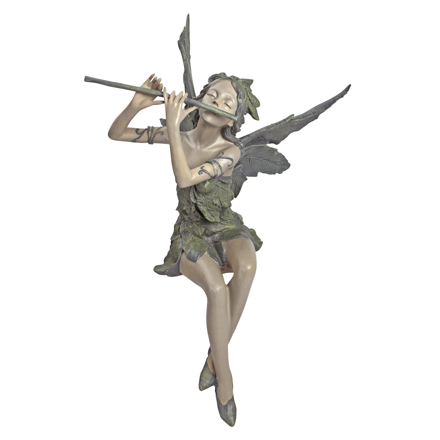 Design Toscano Fairy of the West Wind Shelf Sitting Garden Statue, 19 Inch Tall, Cast Stone Resin, Two Tone Stone Finish