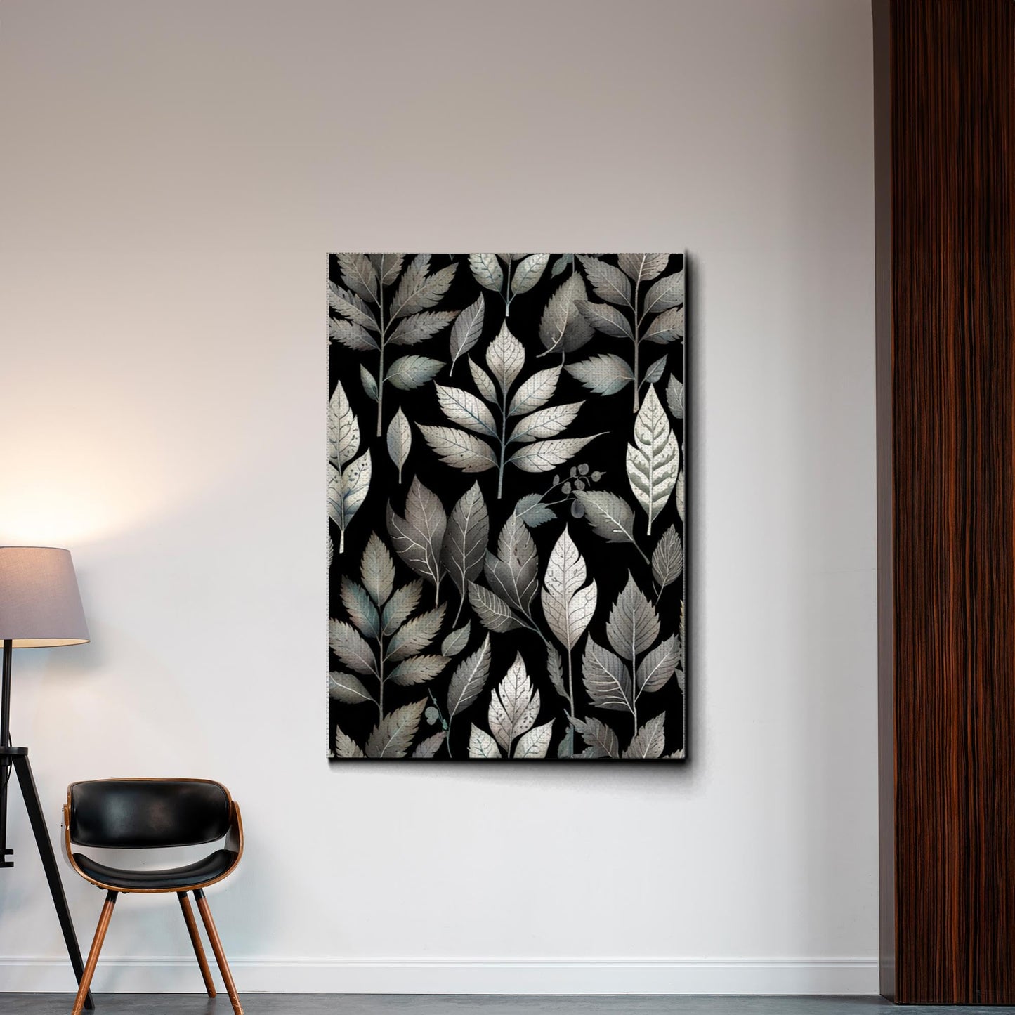 Canvas Print Scandinavian Folk Art Black and Beige Abstract Botanical Wall Art for Scandinavian Home Decor Decor Canvas, Wall