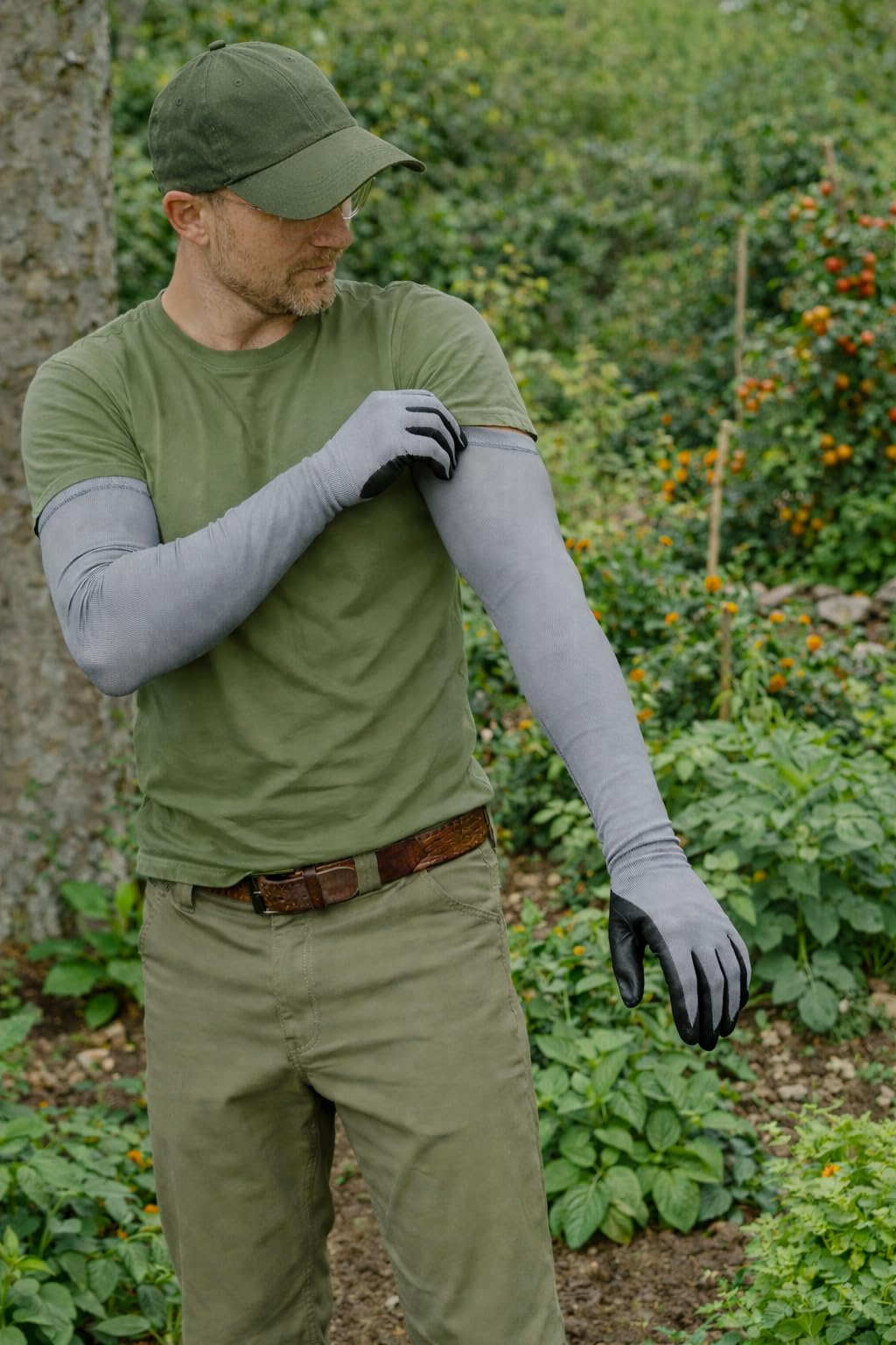 CHARGUY Long Sleeve Gardening Gloves, Protection Flexible Sleeves, No-Slip Grip Strong Durable Garden Gloves, Extended Cuff Women Men (Medium)