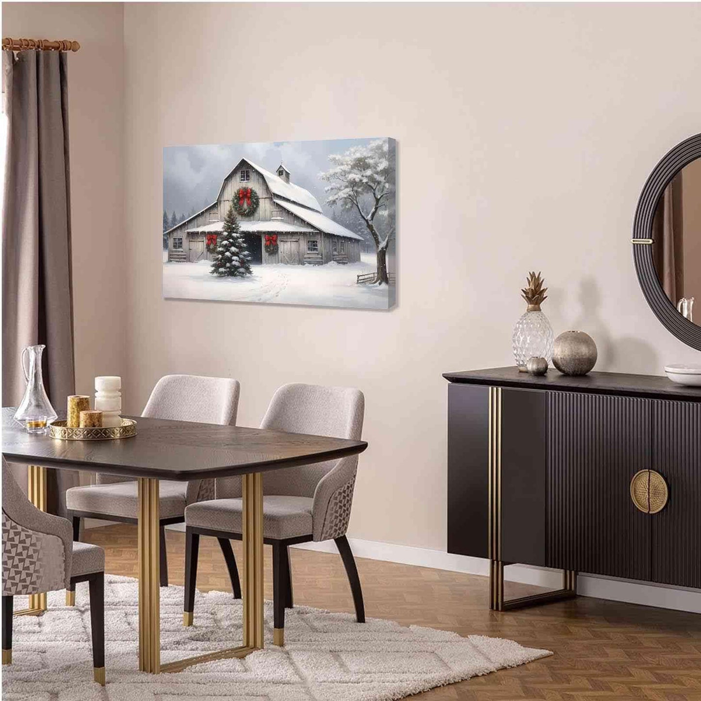 Canvas Wall Art Weathered Barn Christmas Canvas Modern Farmhouse Decor Modern Farmhouse Wall Art Rural decor Seasonal Decoration 20x30in-UnFramed
