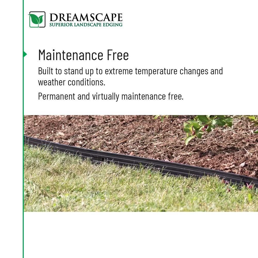 Dreamscape E-Z Edge Aluminum Landscape Edging - 4 Strips, 6ft Each (24ft Total), Black Painted - Professional Quality Landscaping Border, Metal Divider for Lawn, Garden, Flowerbed