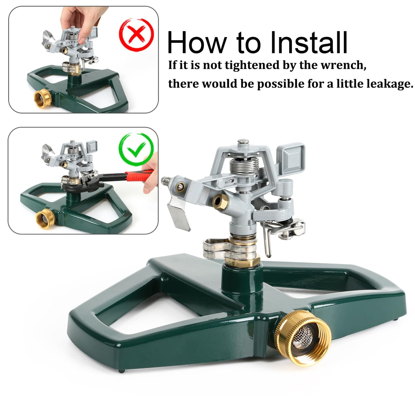 STYDDI Heavy Duty Impact Pulsating Sprinkler for Yard, All Metal Adjustable Rotating Circular Impulse Lawn Sprinkler for Medium to Large Areas, Lawn and Garden, Coverage up to 5,800 Sq. Ft