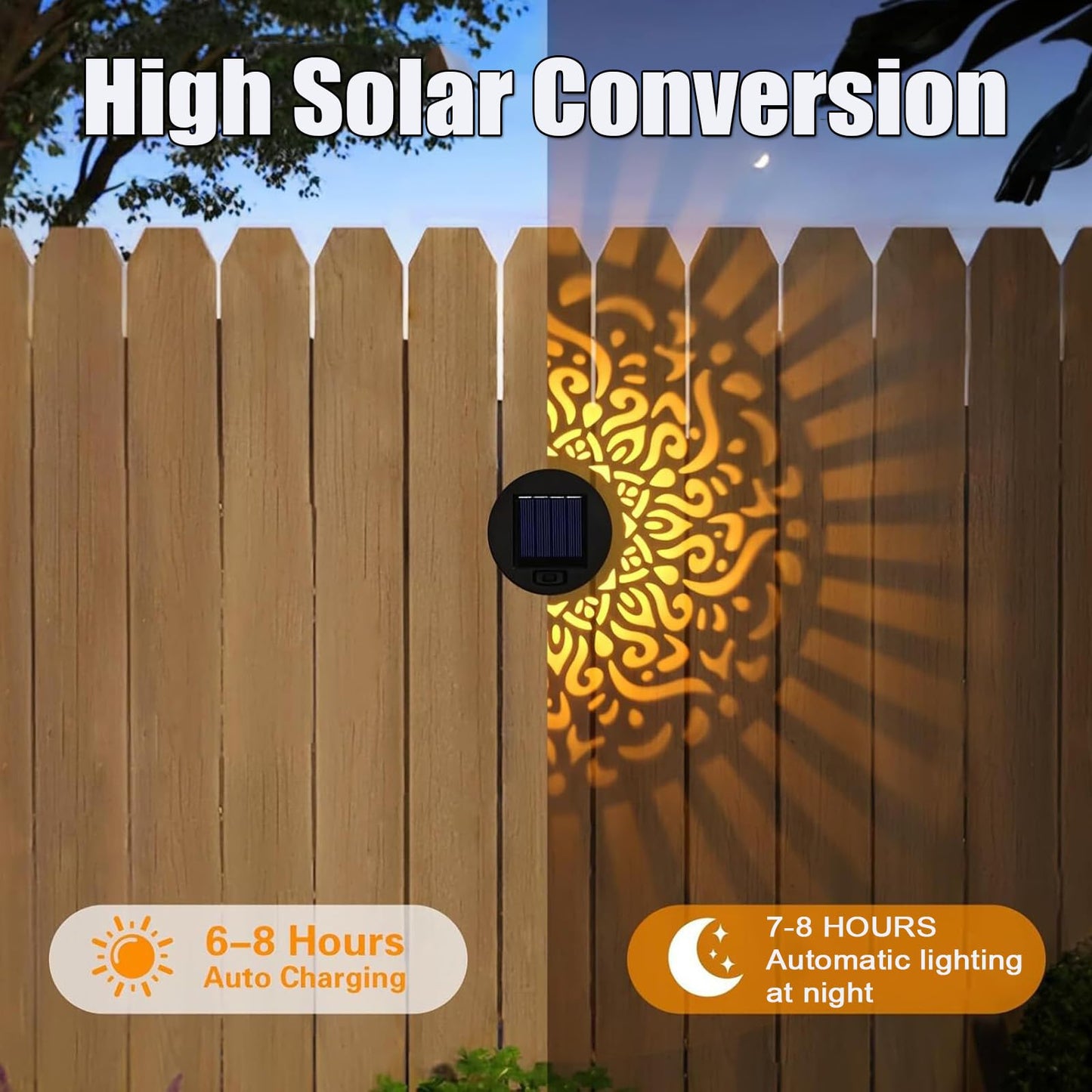Yalemie Solar Mandala Fence Lights, Decorative Solar Mandala Lights, Waterproof LED Decorative Lighting for Garden Post Patio Backyard Yard Art Decor