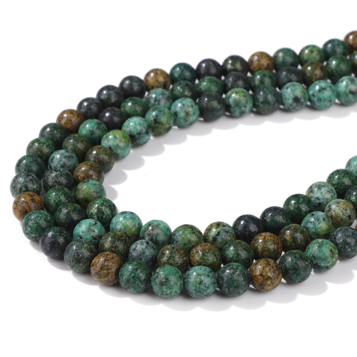 Risyfjew 100PCS 8mm Natural African Turquoise Beads Gemstone Round Loose Beads for Jewelry Making Chakra Crystal Stone Beads for Bracelets Necklace Earrings Making Supplies (100pcs/Strand)