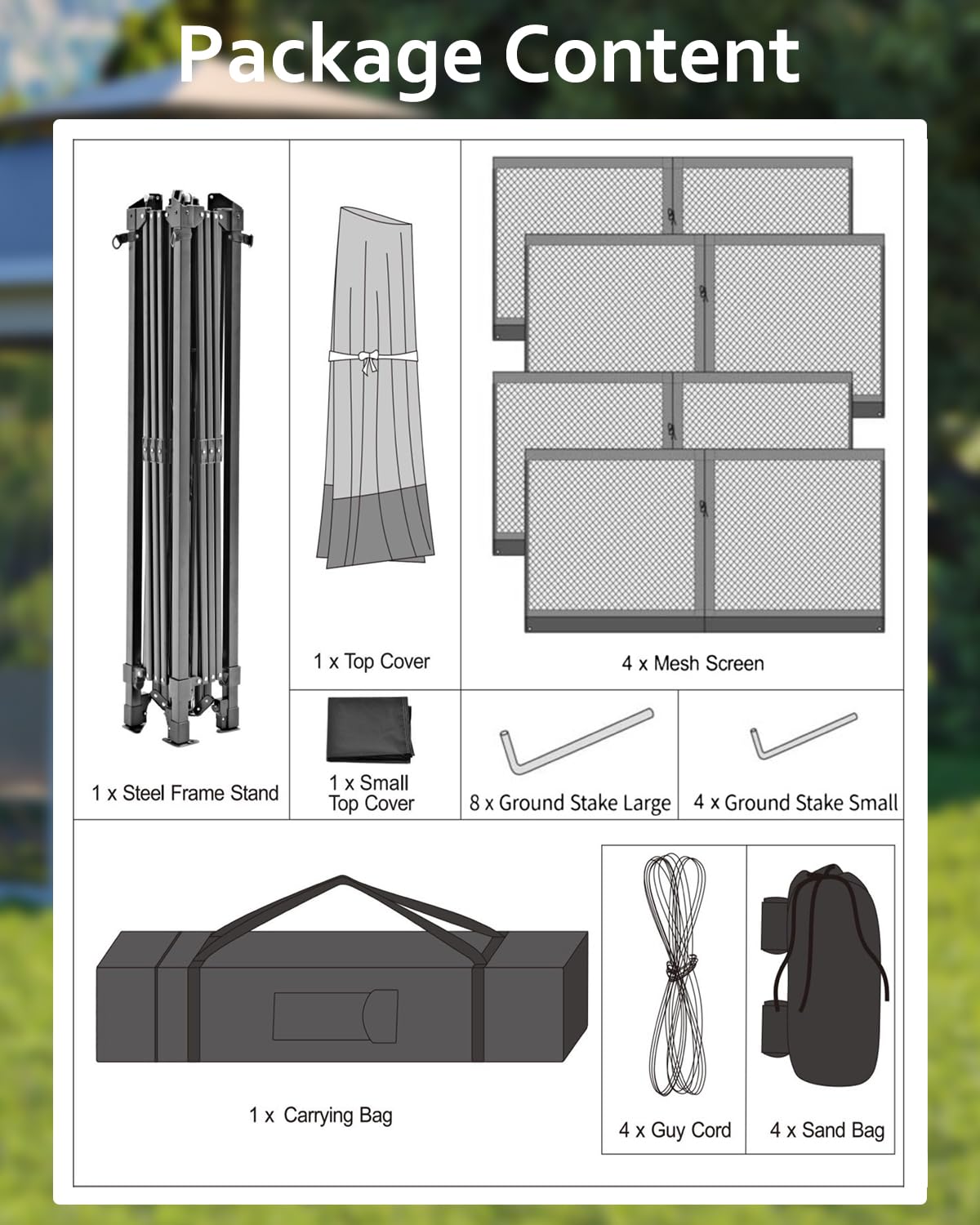 Garveelife 11x11 Pop Up Gazebo Tent with Mosquito Netting, Outdoor Canopy Shelter Easy Setup, Water & UV Resistant - Grey