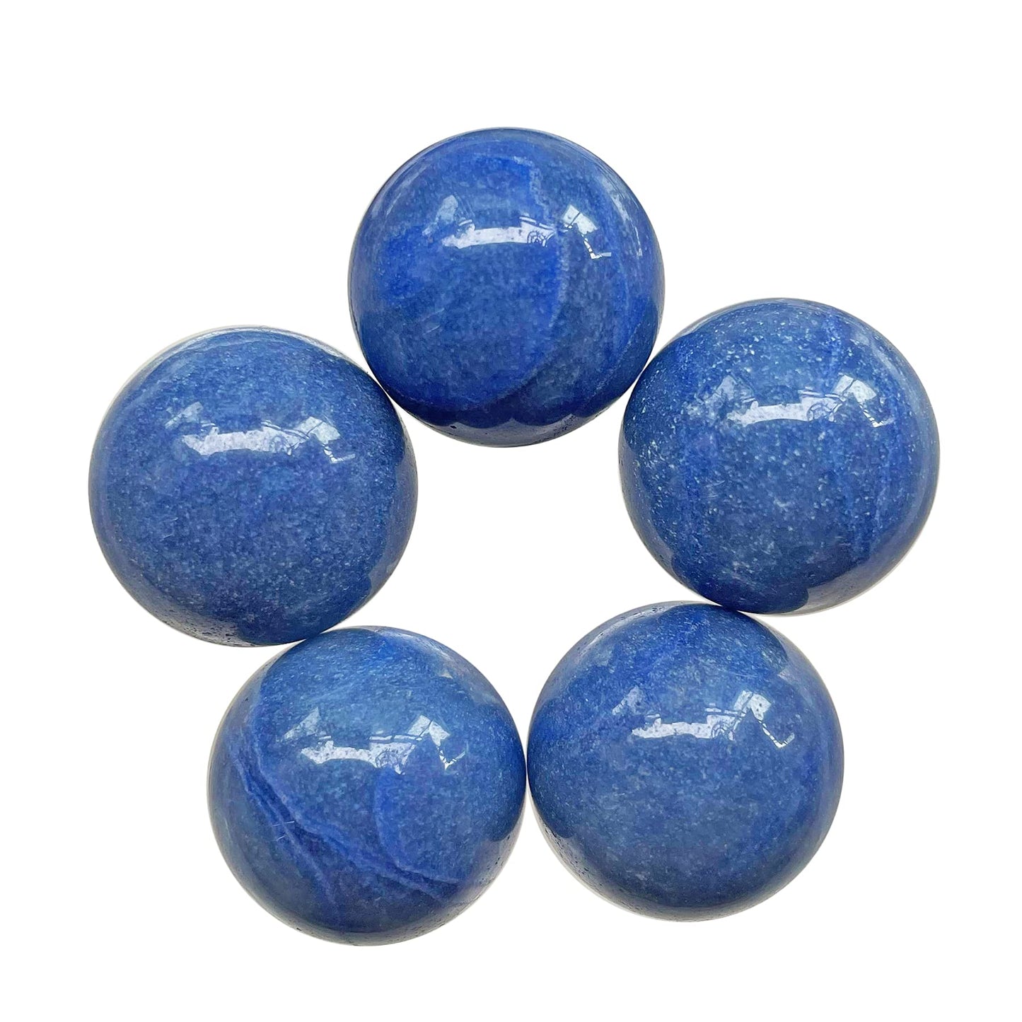 Fekuar 5 Pcs Blue Aventurine Crystal Sphere Ball Set, Polished Healing Energy Mineral Gemstone Balls for Reiki Chakra Decoration Fengshui 20mm