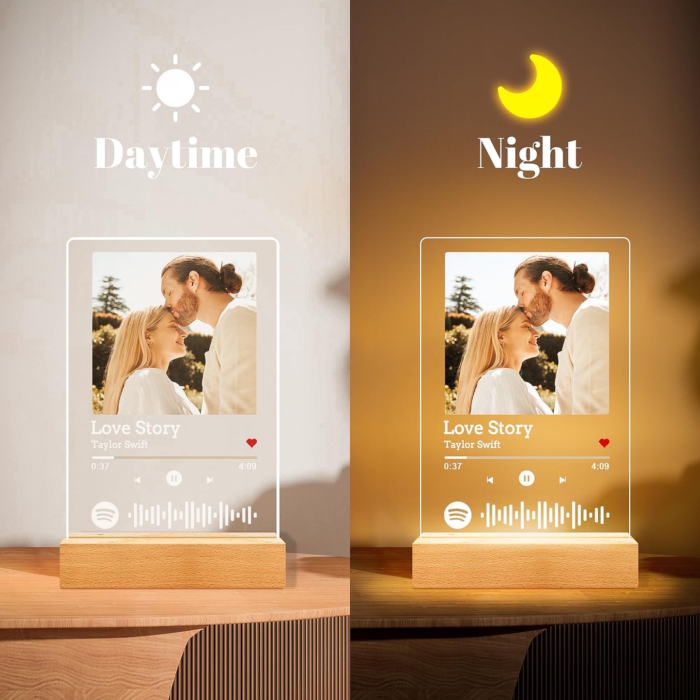 Custom Spotify Plaque, Custom Picture Frames, Personalized Acrylic Song Plaque Photo Frame, Personalized Anniversary Birthday Gifts for Women Men Her Him Girlfriend Boyfriend Couple Wife Mom Dad