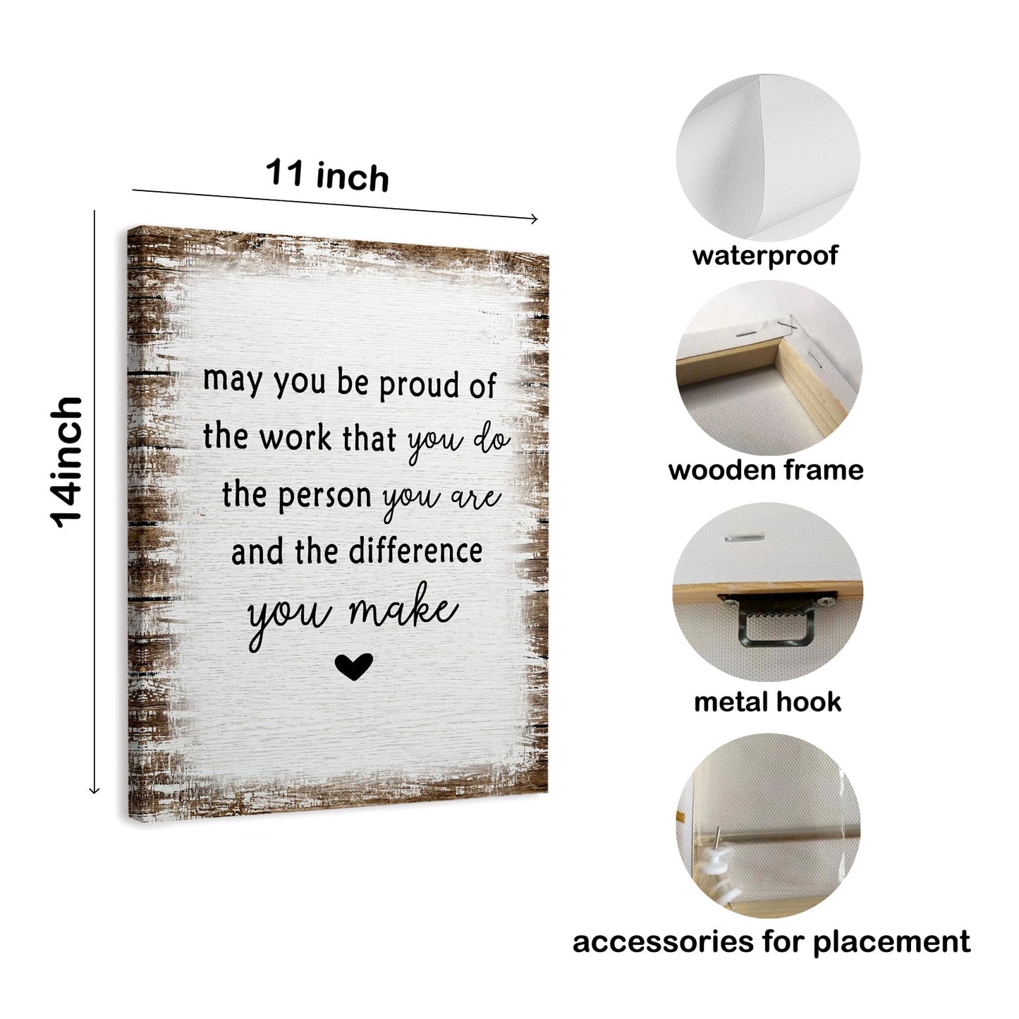 WODMIS Inspirational Painting, Wrapped Canvas Wall Art for Office Decor, Employee Appreciation Gift, 11x14 inches