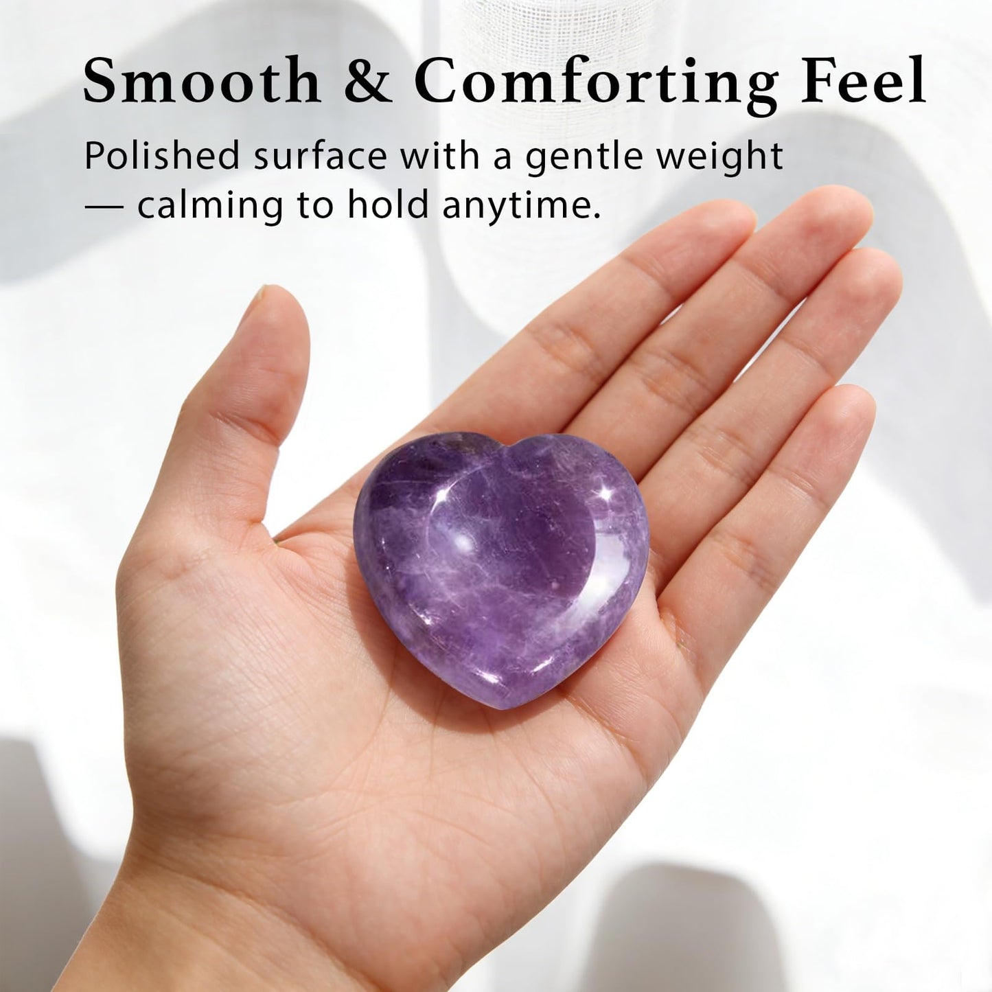 Taxhtext Anxiety Support Gift for Women - Amethyst Crystal Worry Stone, Stress Relief Thumb Stone, Thinking of You Comfort Gift, Inspirational Keepsake for Friends Family & Loved Ones (Amethyst)
