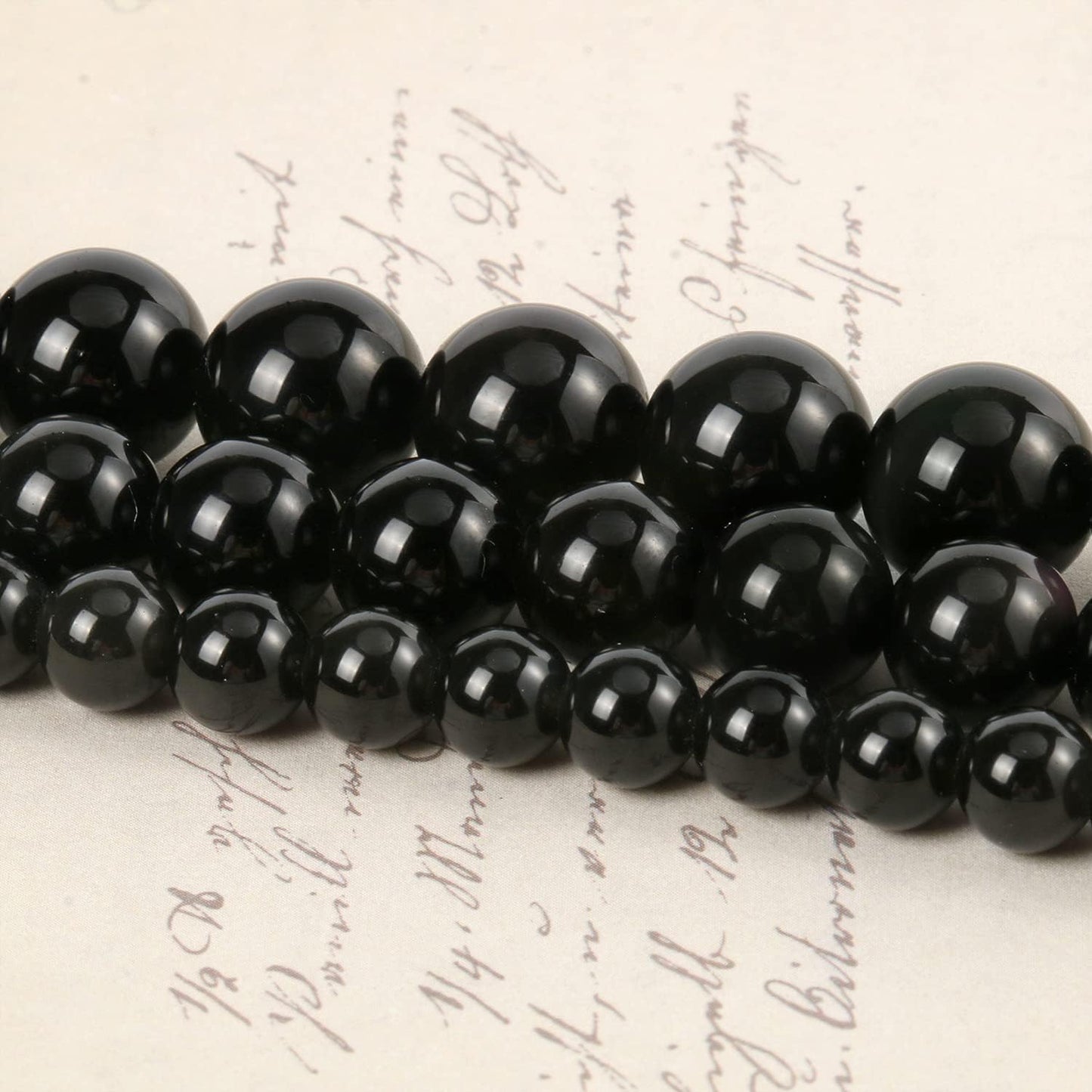 About 60pcs 6mm Natural Stone Beads Black Obsidian Beads Crystal Gemstone for Jewelry Making, DIY Bracelet Necklace