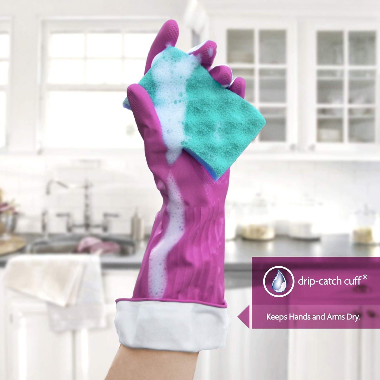 O-Cedar Playtex Gloves Living Reuseable Rubber Cleaning Gloves, Premium Protection, Size - Medium (1 Pair) - 4 Pack