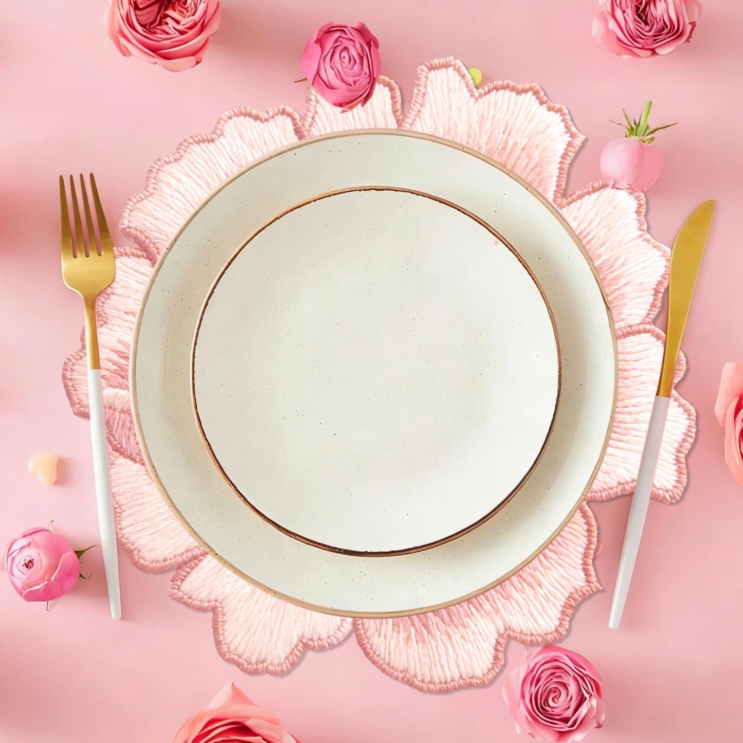 24 Disposable Floral Paper Placemats - Rose Flower Design for Tea Party Dining Table Decoration, Summer Wedding Receptions, Bridal Showers, Baby Showers, Birthday Celebrations, Garden Brunch Parties