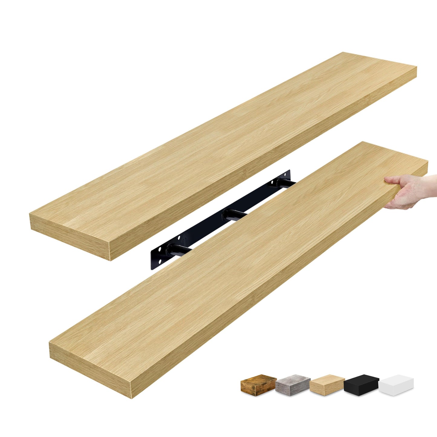 Sorbus Floating Shelves for Wall - 48 Inch Long Bathroom Shelves, Wall Decor for Bedroom, Kitchen, Living Room & Book Storage - Mounted Floating Shelf with Invisible Brackets (Maple Wood, 2 Pack)