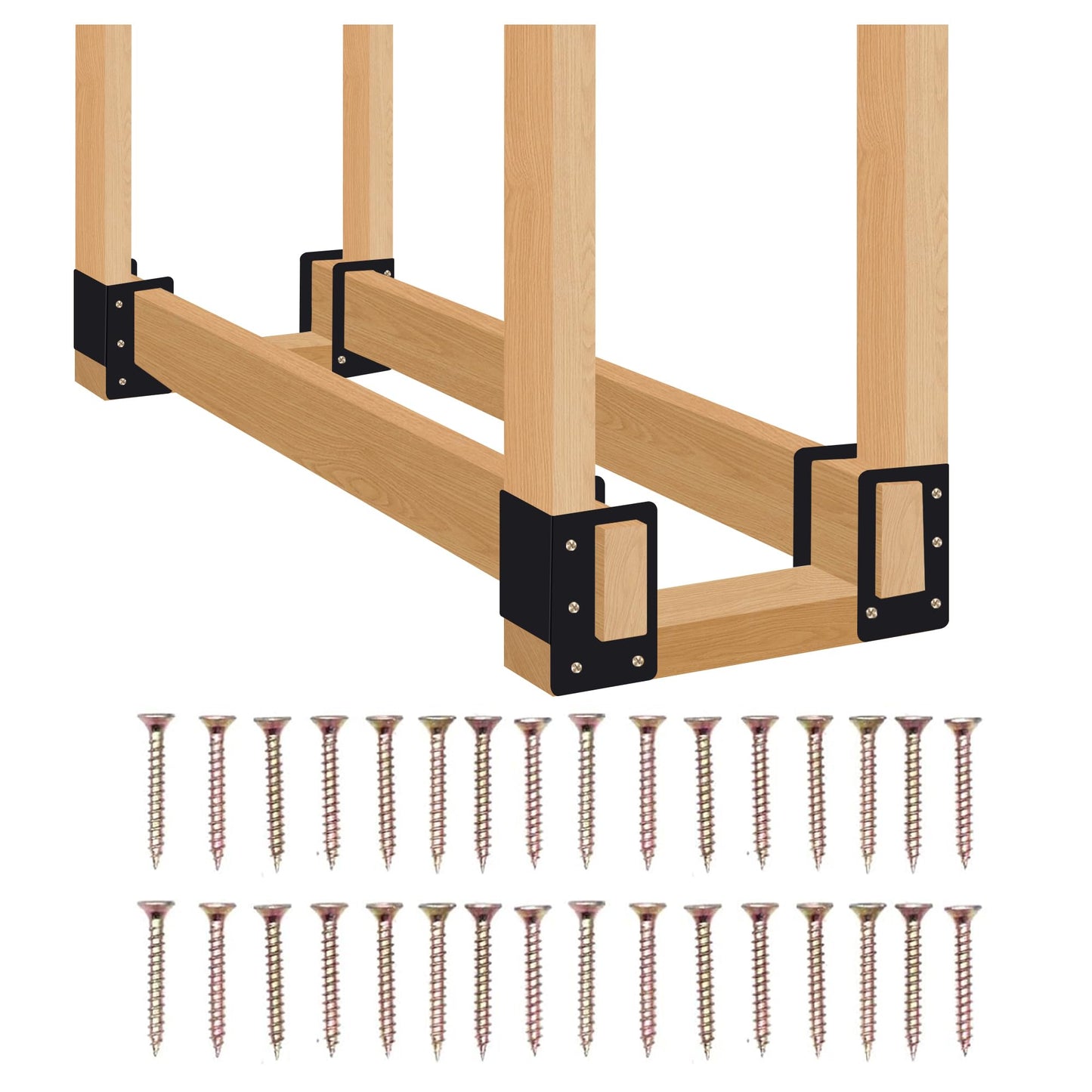 Zhitaoxun 4 Pack Firewood Log Storage Rack Bracket,Indoor Outdoor Adjustable Heavy Duty Powder Coated Steel Holder,Fireplace Wood Storage, Log Holder