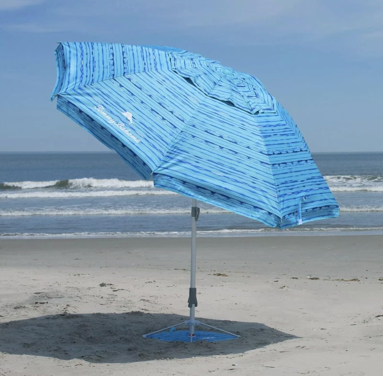 Sepras T0MMY BAHAMA 8 ft Beach Umbrella with wind vent and sand anchor (Blue Pattern)