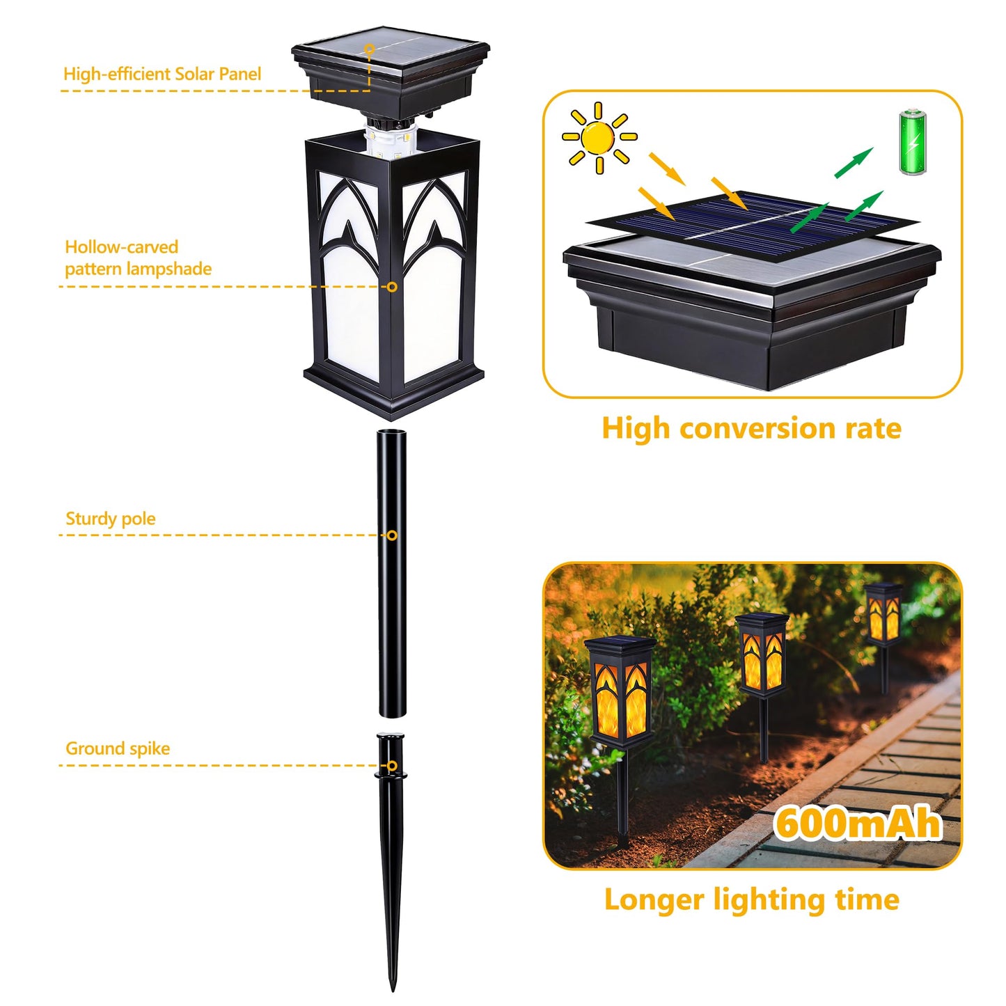 Jnaurb Solar Lights Outdoor, 6 Pack Solar Torch Light with Flickering Flame, Waterproof Garden Lights Outdoor Landscape Lighting, Flame Torches for Outside Patio Pathway Walkway Yard Lawn Decorations