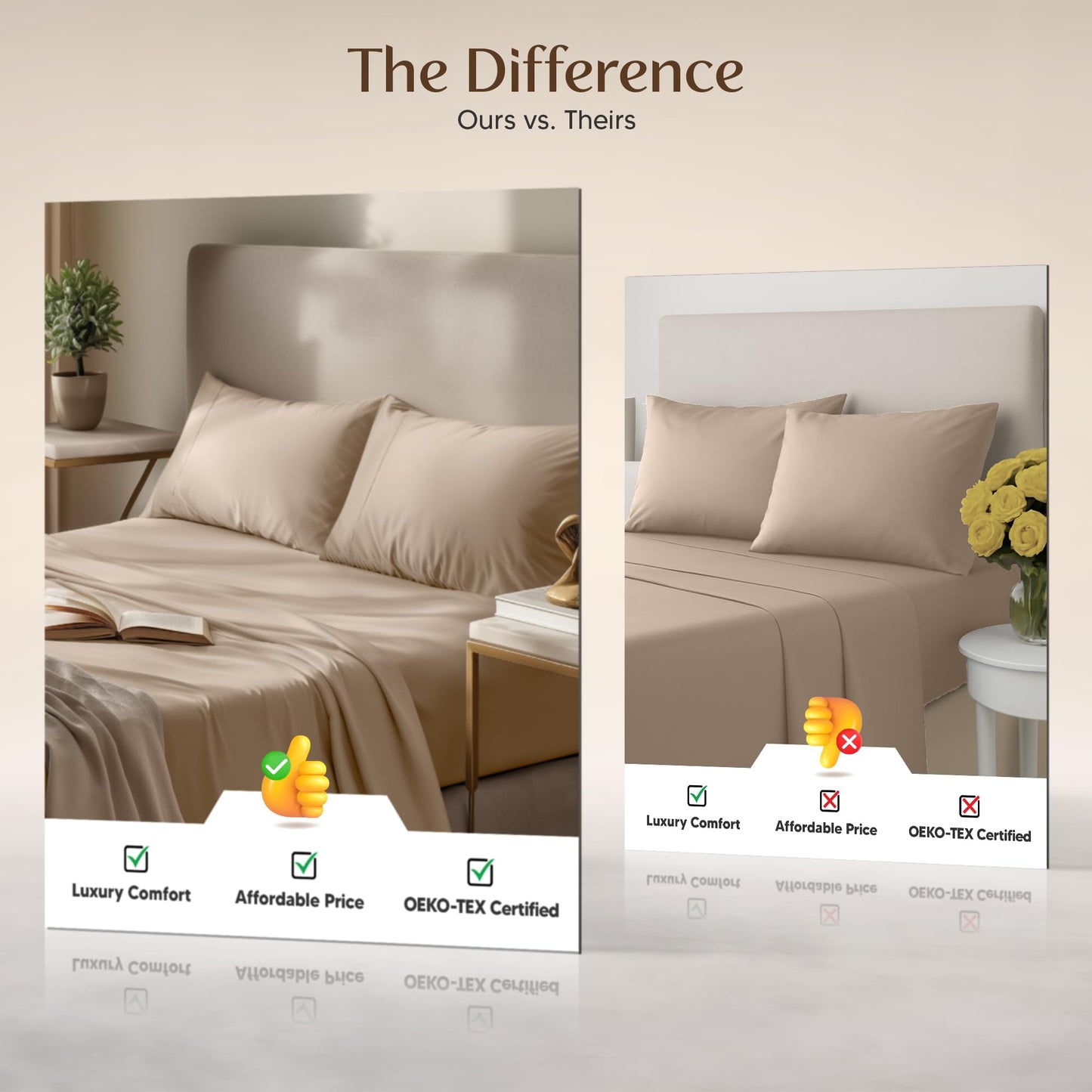 Utopia Bedding Queen Size Sheet Set – 4 Piece Bed Sheets, Soft and Breathable Microfiber, Includes 1 Fitted Sheet, 1 Flat Sheet and 2 Pillowcases – Oeko Tex (Beige)