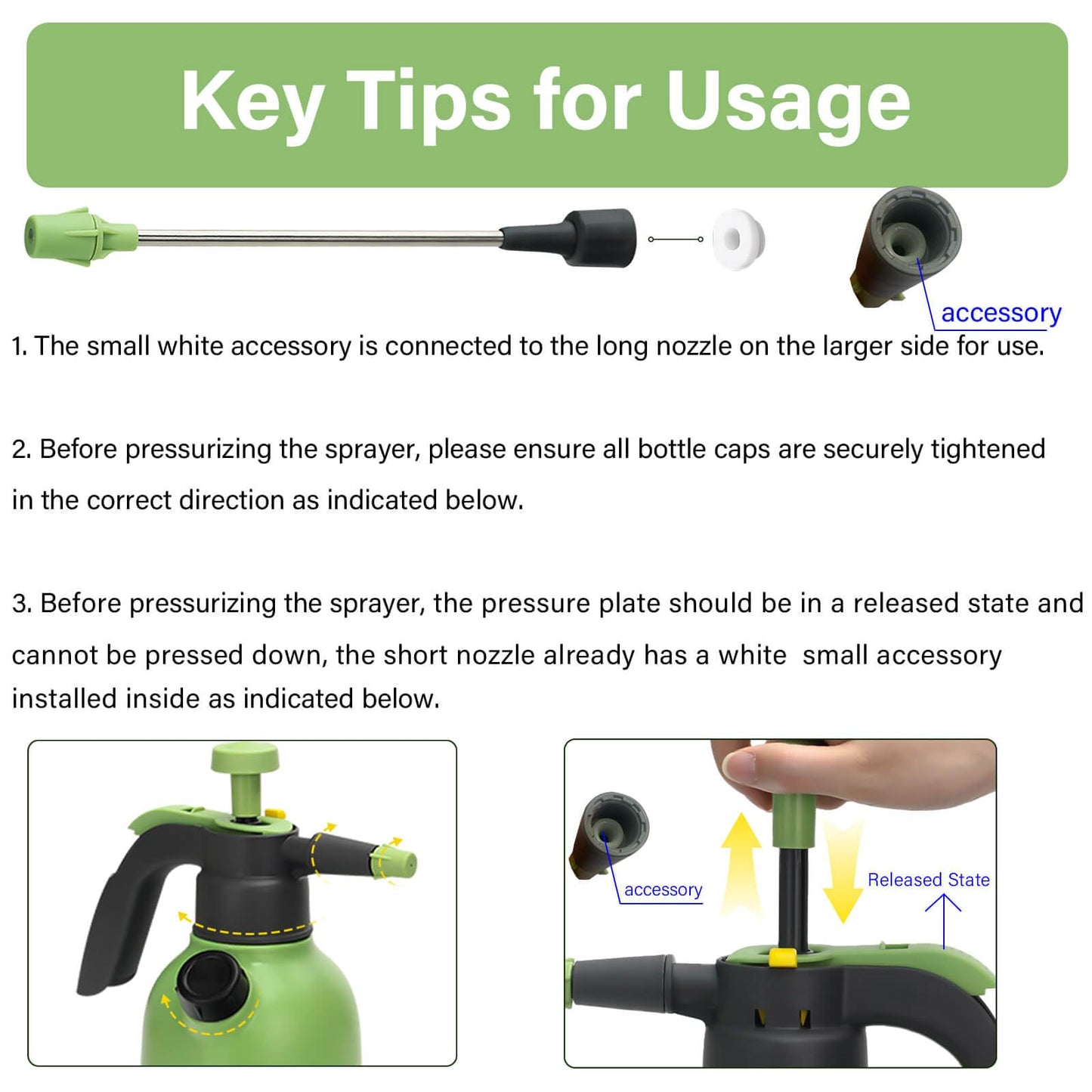 INNOVJOPRO 0.5 Gallon Hand Pump Sprayer for Garden Plant and Cleaning with 2 Adjustable Nozzle and Side Water Inlet & Safety Valve