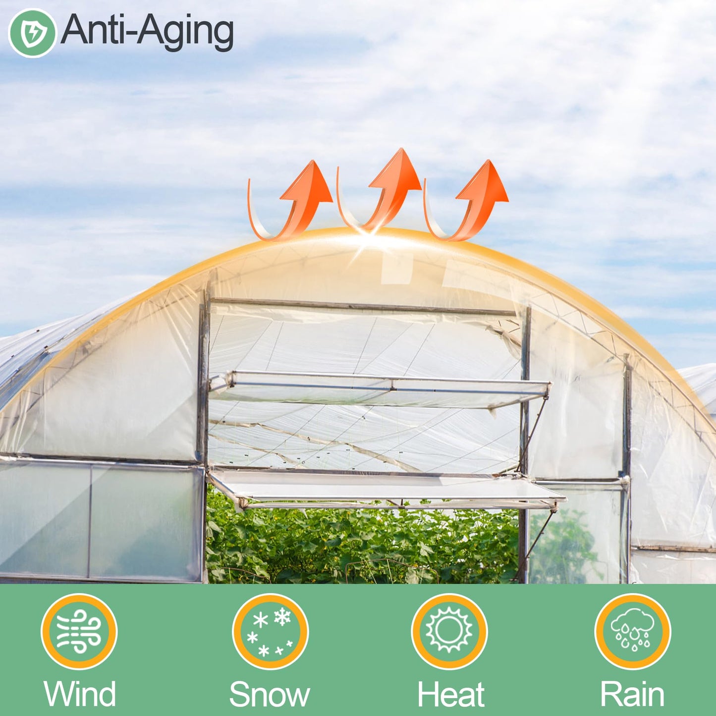 12 x 26 FT Clear Greenhouse Plastic Sheeting, 6 Mil Polyethylene Film Heavy Duty, Water Sun Frost Wind Dust Resistant Winter Hoop House Toughness Plastic Cover for Farming, Gardening, Agriculture, DIY