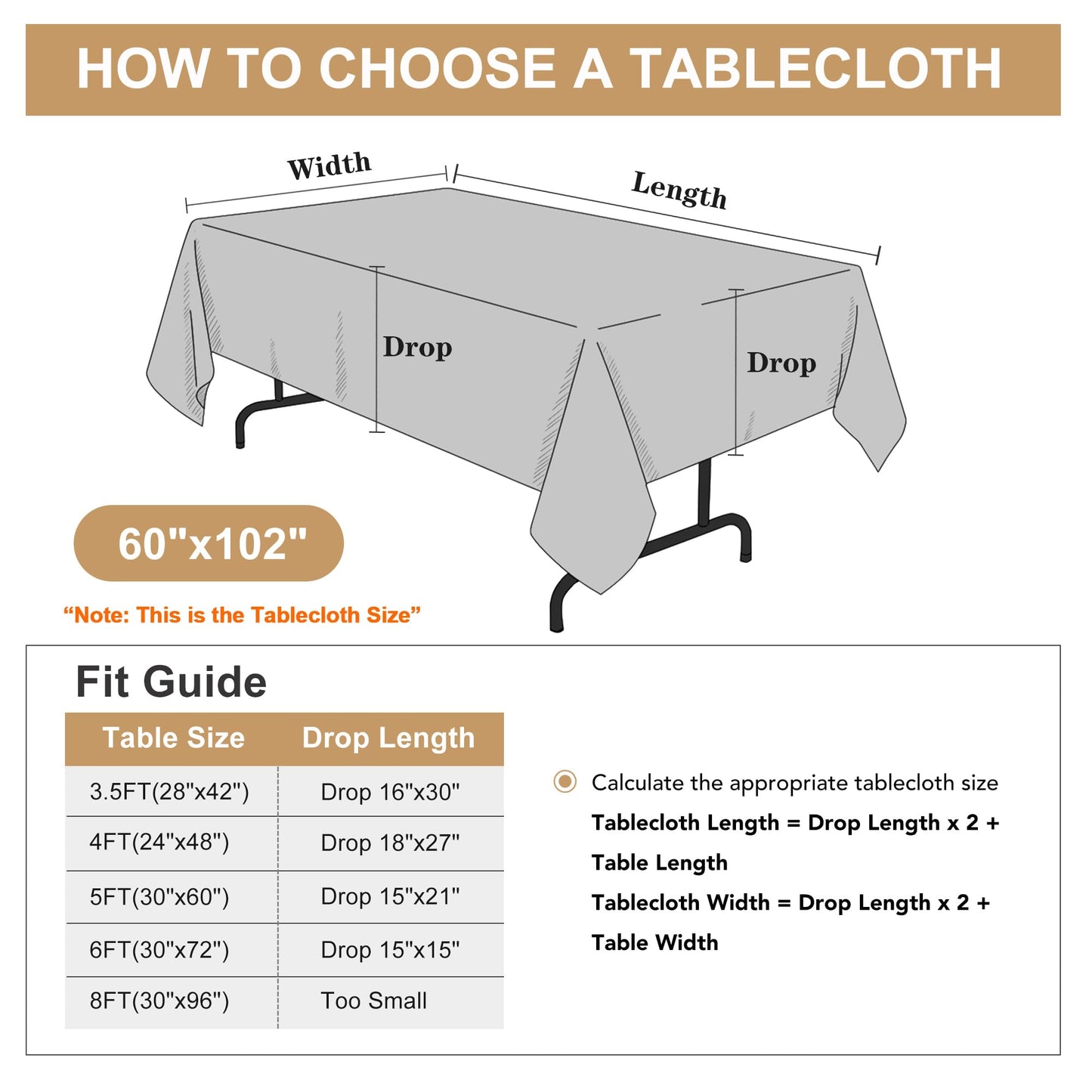 sancua 2 Pack White Tablecloth 60 x 102 Inch, Rectangle 6 Feet Table Cloth - Stain and Wrinkle Resistant Washable Polyester Table Cover for Dining Tables, Buffet Parties and Camping