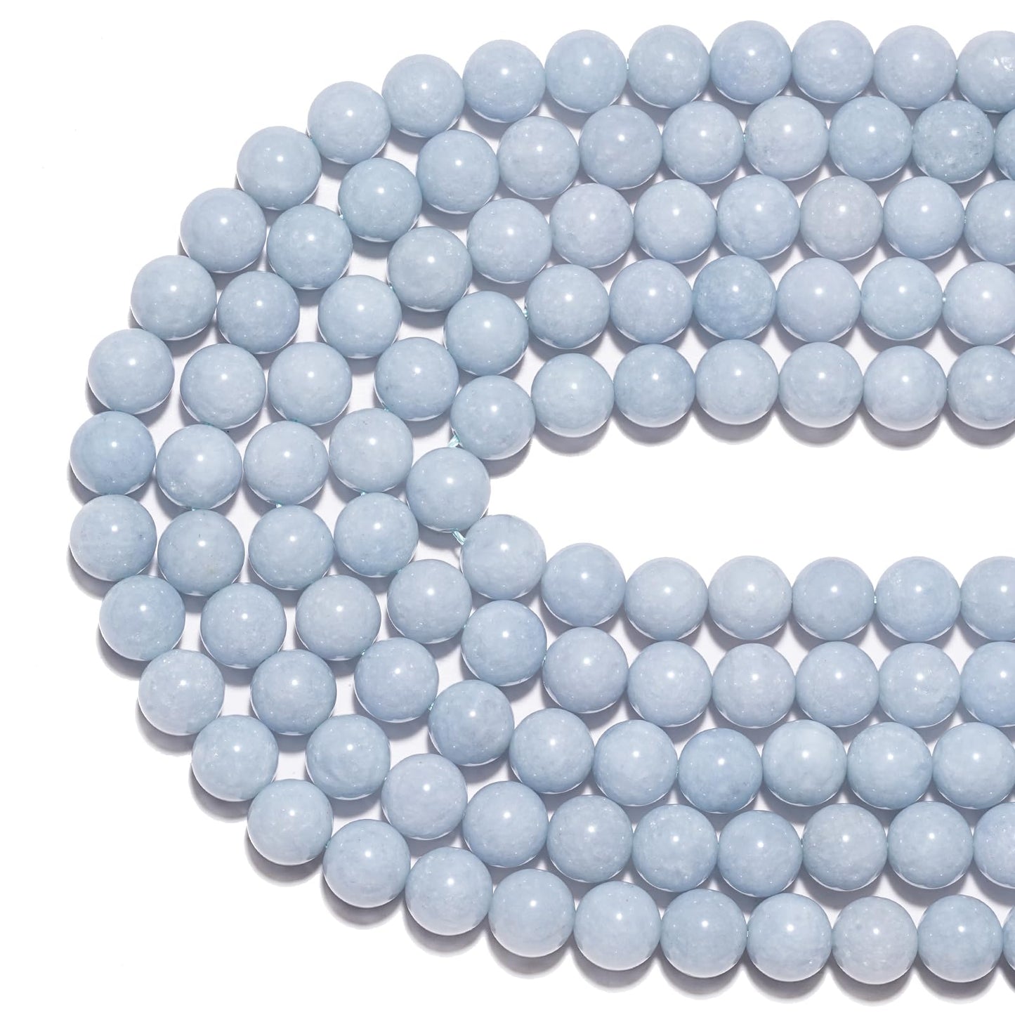 10mm Natural Aquamarine Gemstone Beads Polished Round Smooth Stone Beads for Bracelets Jewelry Making 15inch Loose Beads