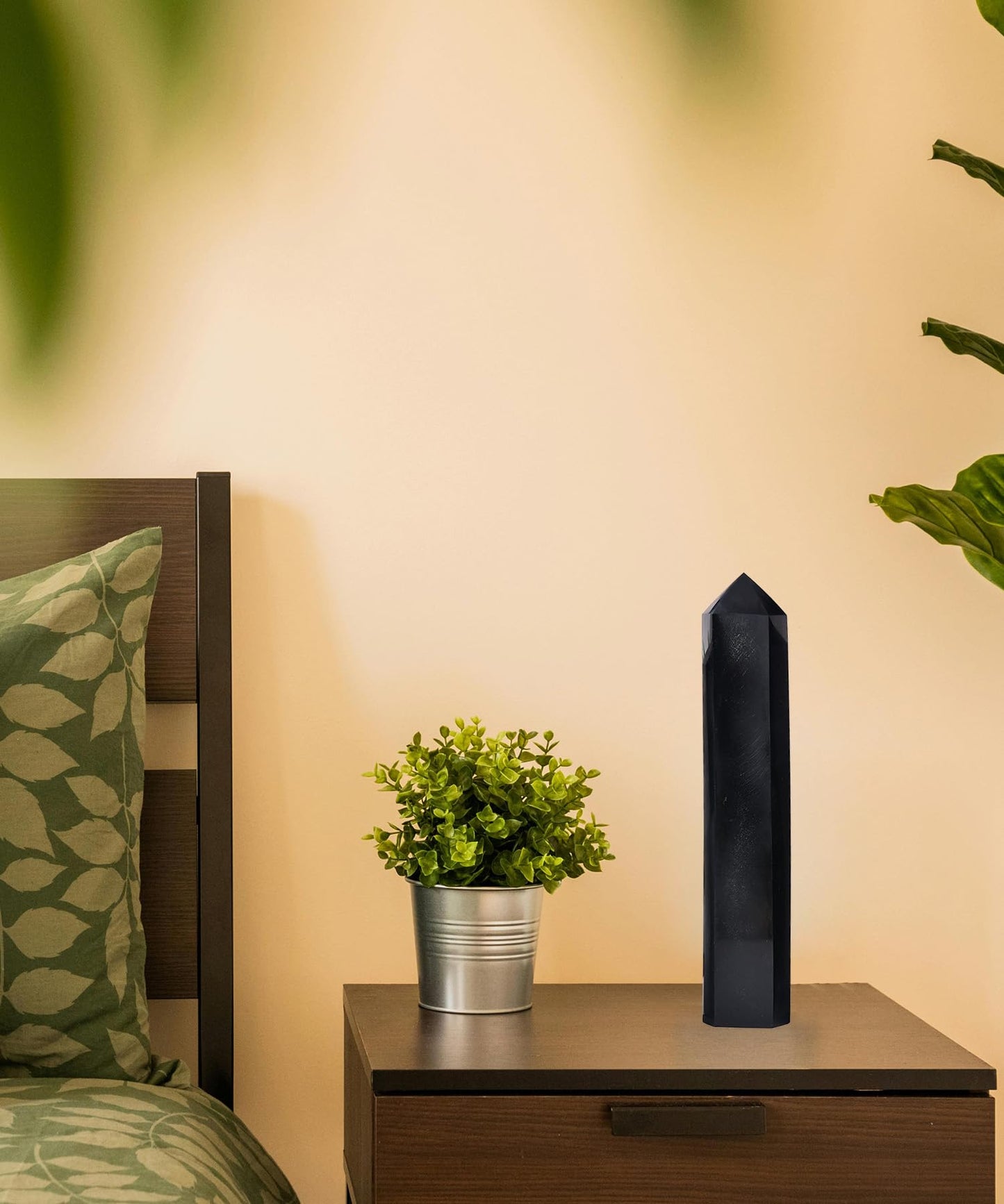 AMOYSTONE 1PC Large Obsidian Tower Stone Wand Healing Crystal Hexagonal Natural Rock Crystal Wand 6 Points Rock Tower for Home Decor 2-2.5 Lbs