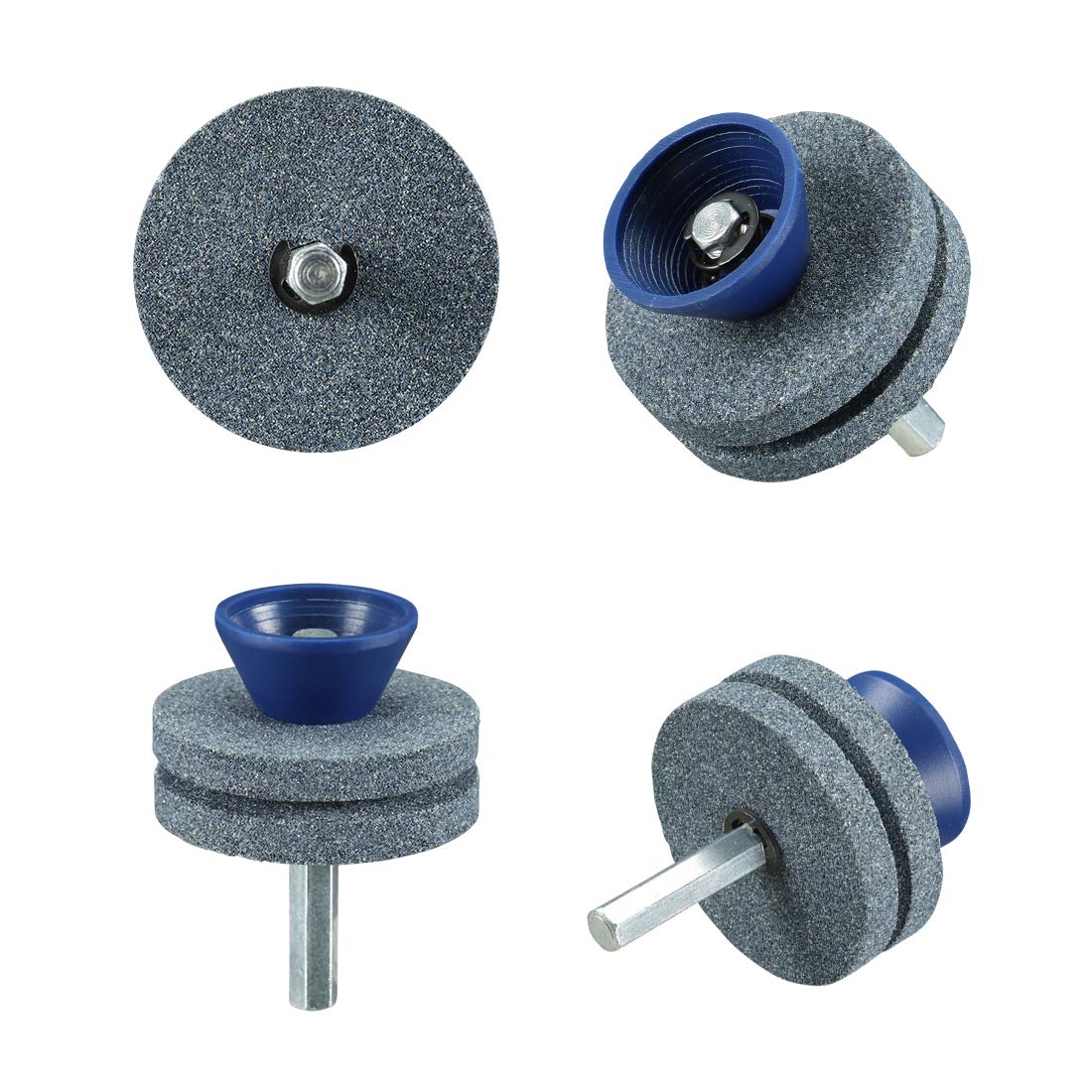 【NEW】Double Layer Corundum Lawn Mower Blade Sharpener, Universal Wear Lawnmower Blade Sharpener for Any Power Drill/Hand Drill, Double-Layer Grindstones Easy to Use and Not Easy Damage-(Gray)